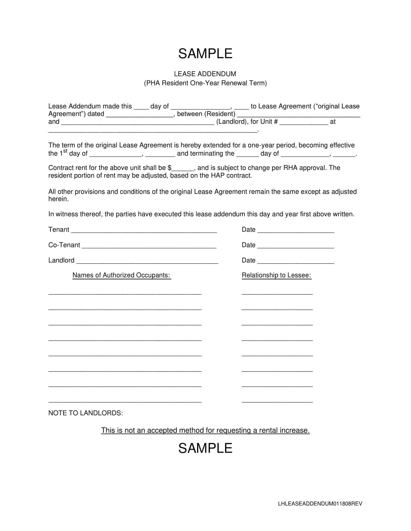 Free Printable Lease Addendum Templates PDF Word Free Printable Lease Addendum Templates PDF Word