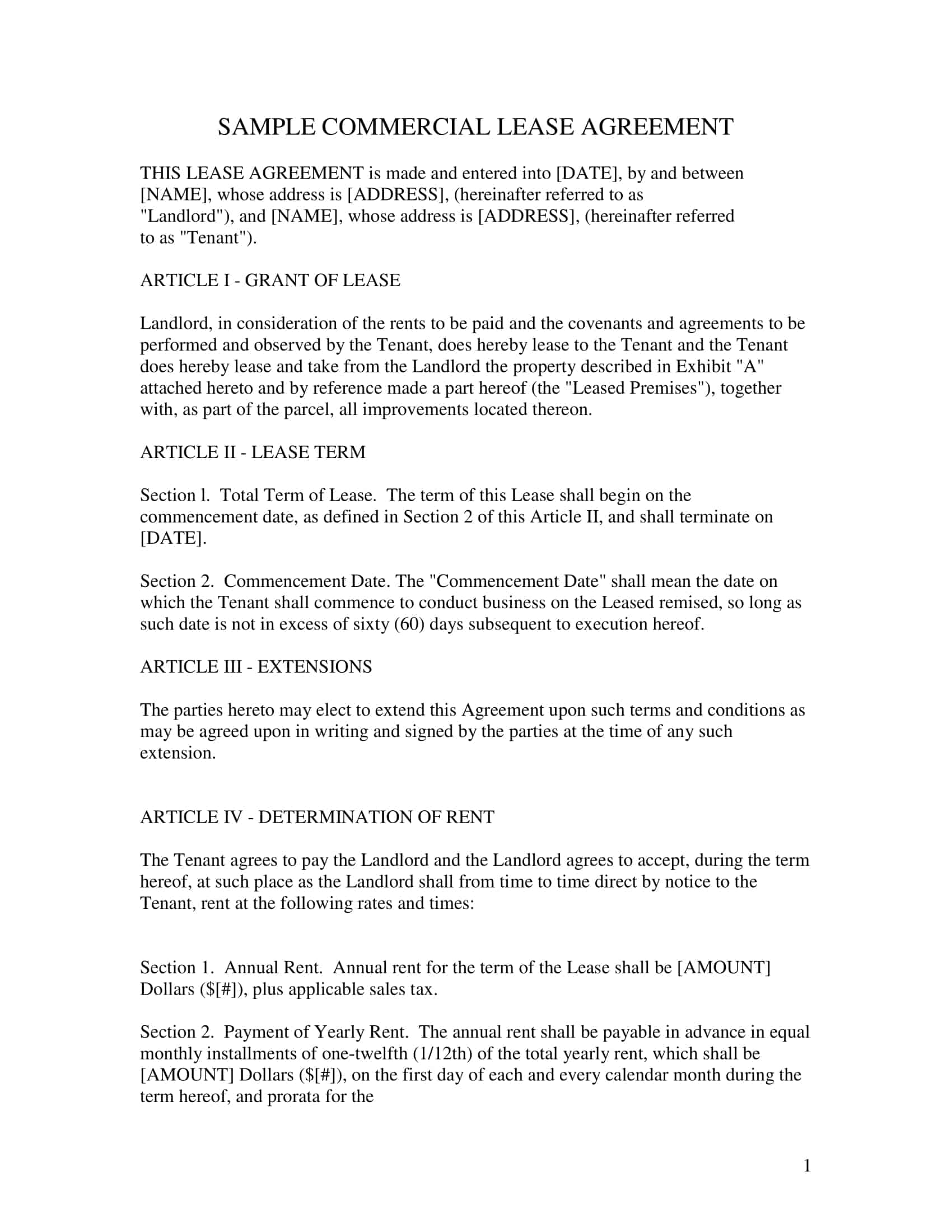 lease agreement commercial lease agreement commercial