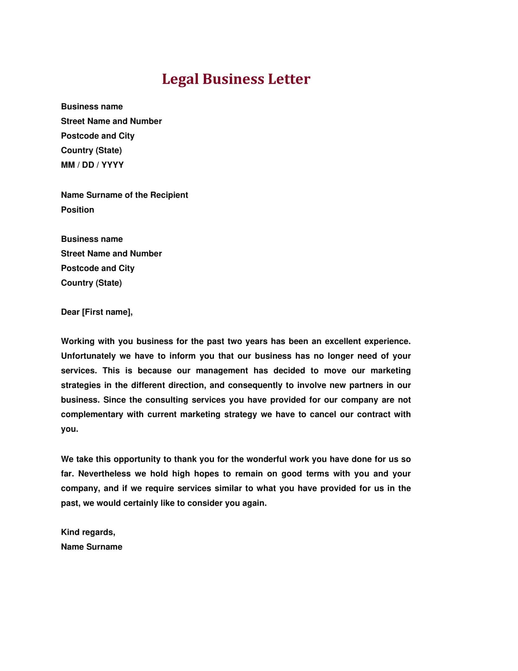 Free Printable Legal Letter Templates Word Doc legal-letter-format-template-business