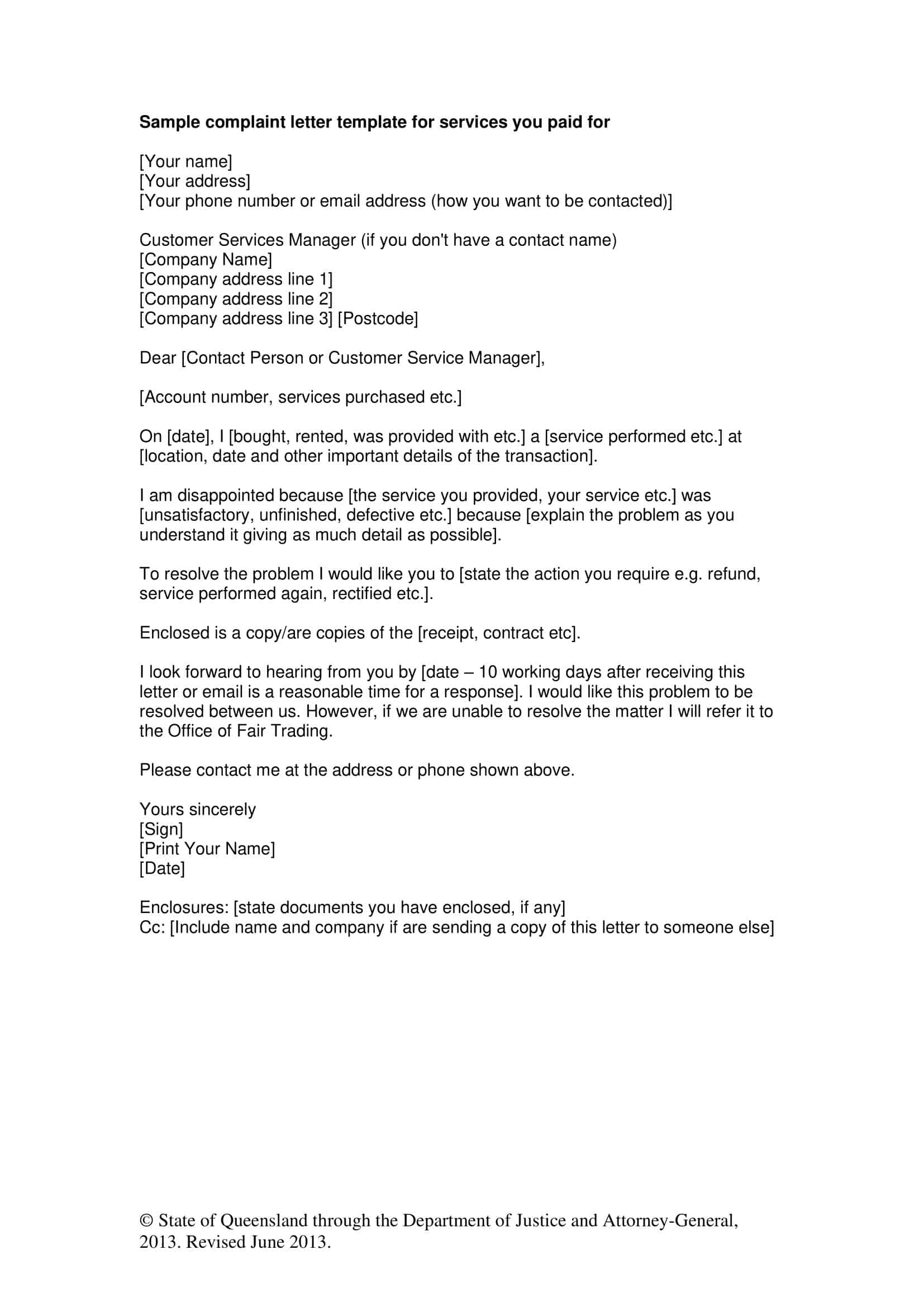 Sample Letter Of Complaint Letter Sample Letter Of Complaint Letter