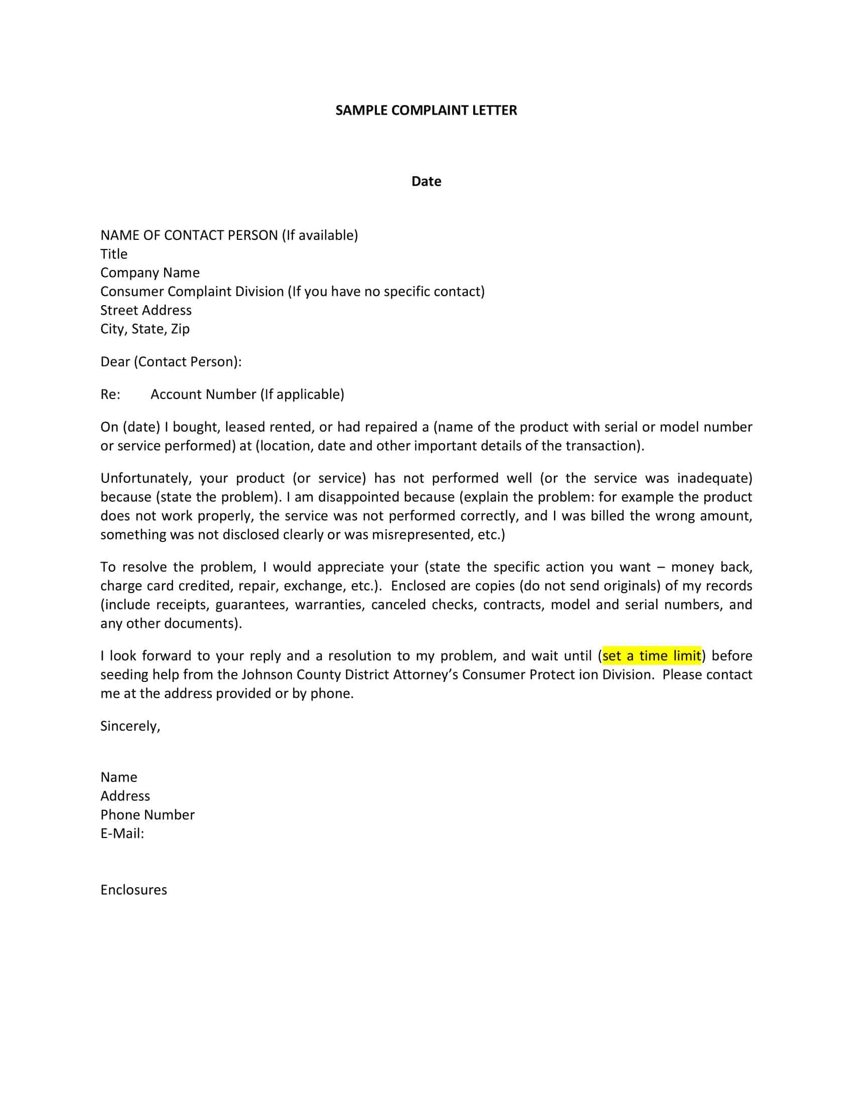 letter of complaint business letter of complaint business