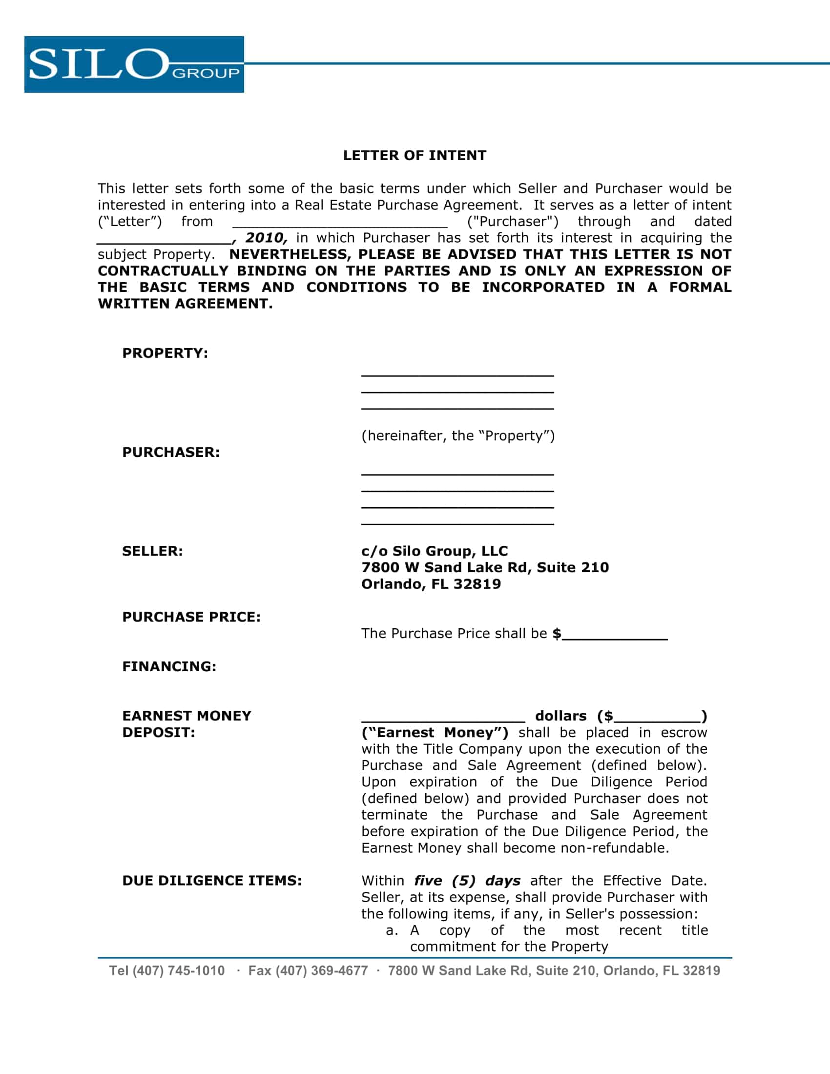 letter of intent to purchase business letter of intent to purchase business