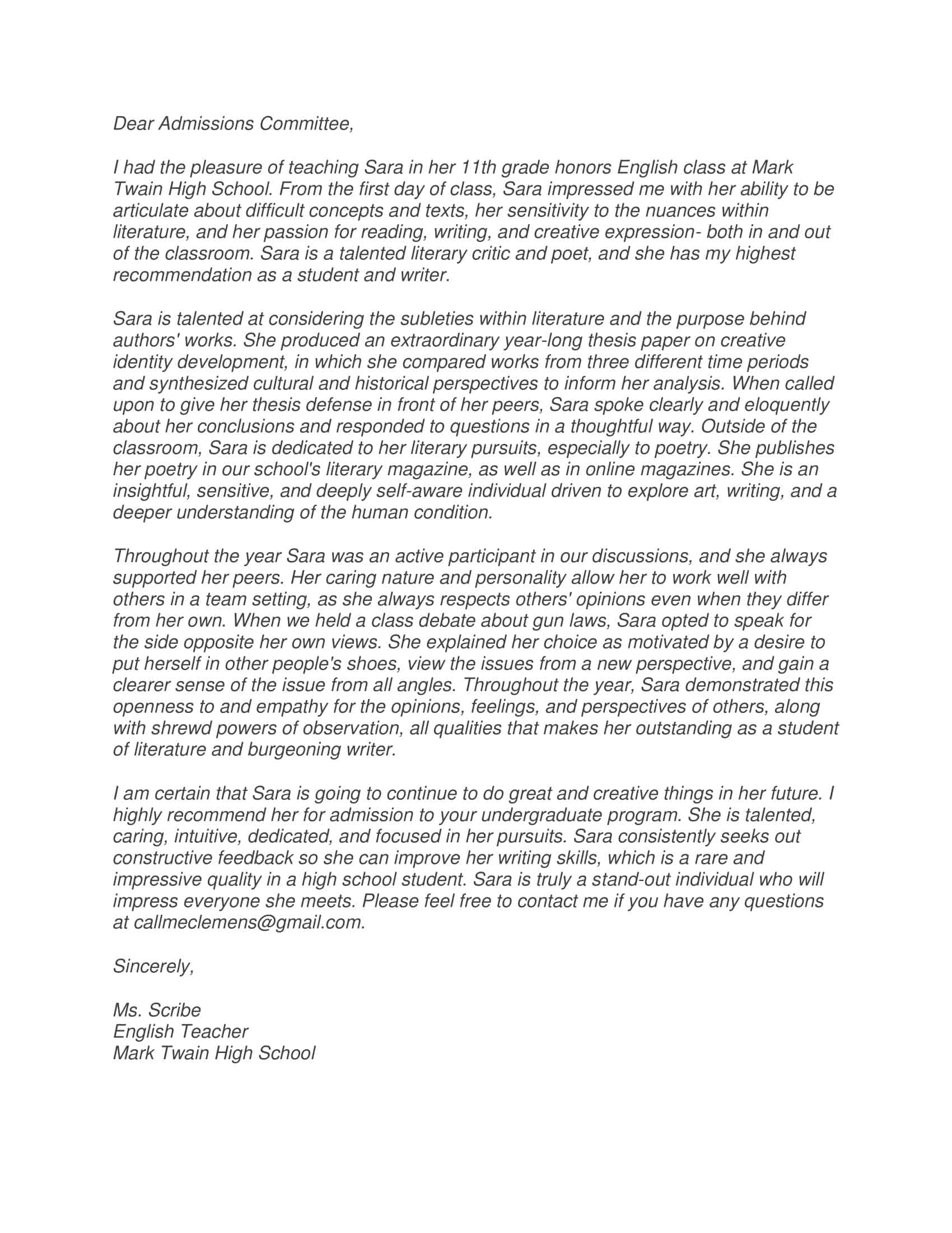 letter of recommendation from parent to teacher letter of recommendation from parent to teacher