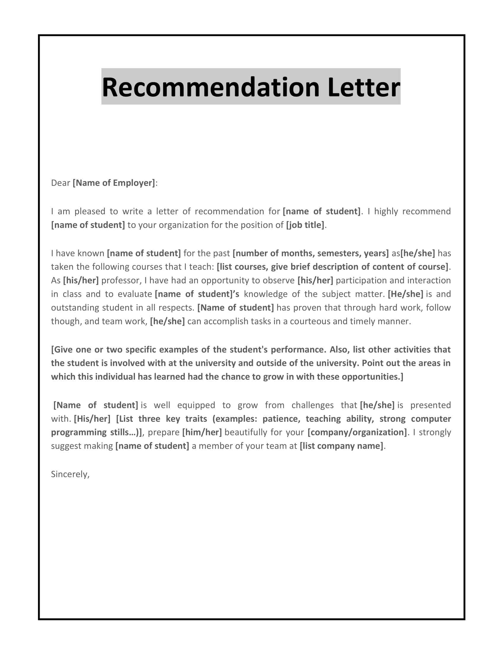 letter of recommendations letter of recommendations