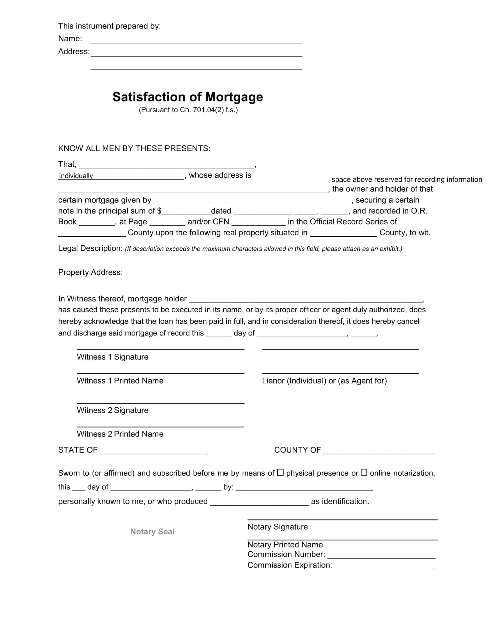 letter of satisfaction of mortgage letter of satisfaction of mortgage