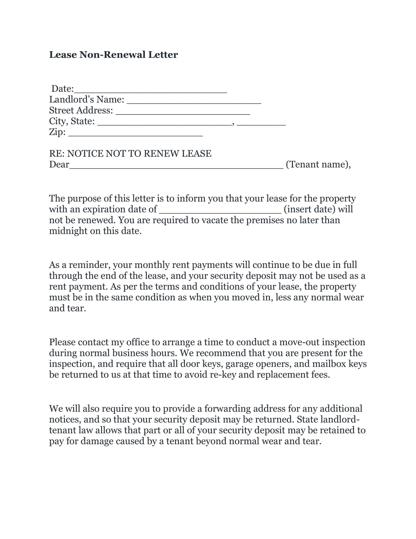 Free Printable Not Renewing Lease Letter Templates PDF Word Tenant Free Printable Not Renewing Lease Letter Templates PDF Word Tenant