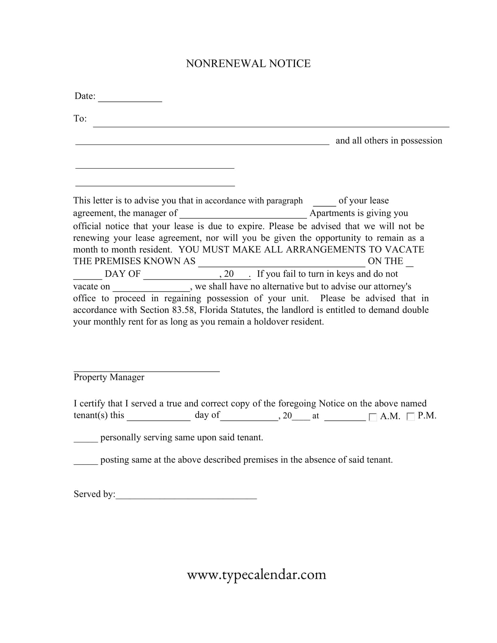 letter to not renew lease letter to not renew lease