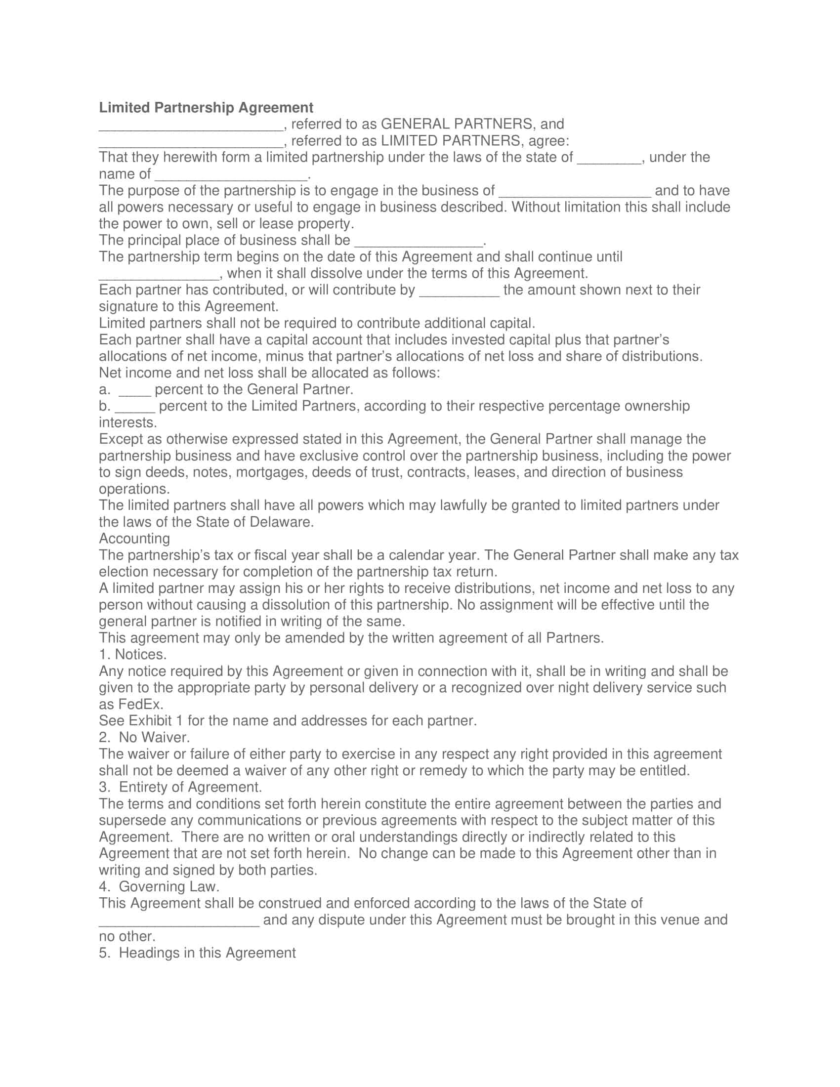 limited partnership agreement pdf limited partnership agreement pdf