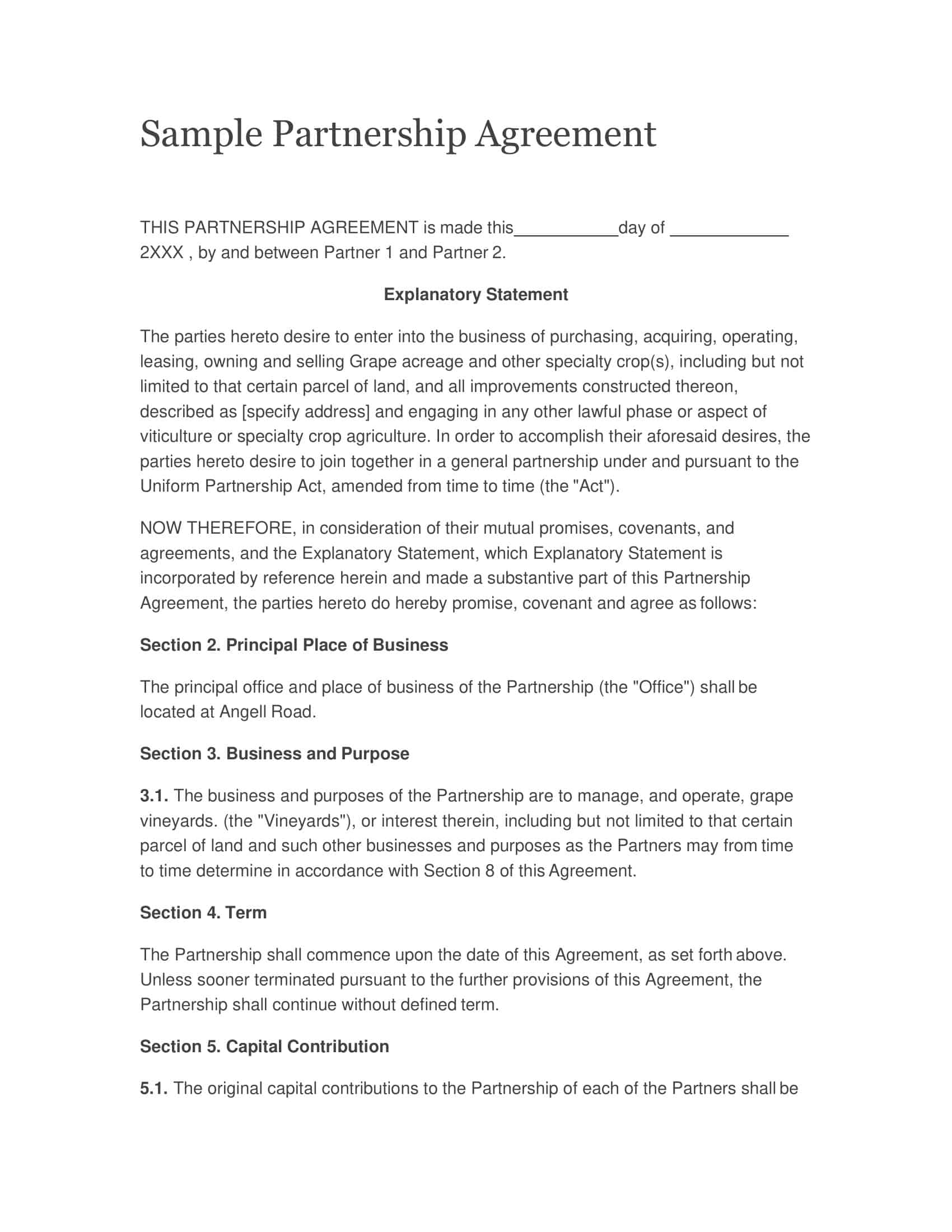 limited partnership agreement template word limited partnership agreement template word