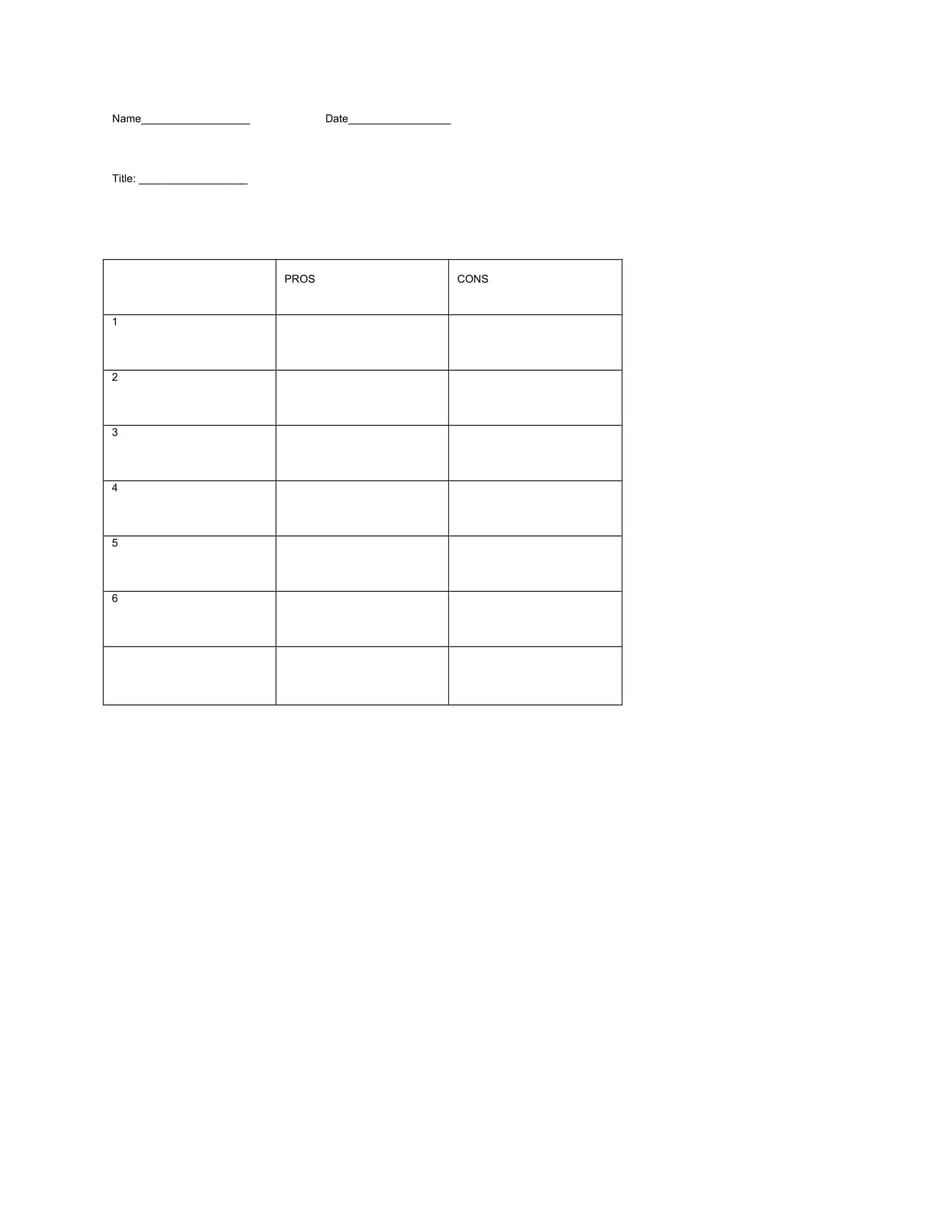 list pros and cons list pros and cons