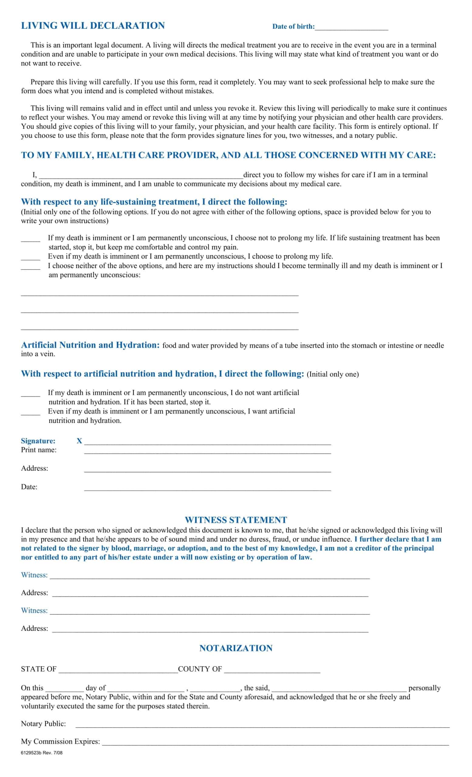 Free Printable Living Will Form Templates PDF Word Health Care Directive Free Printable Living Will Form Templates PDF Word Health Care Directive