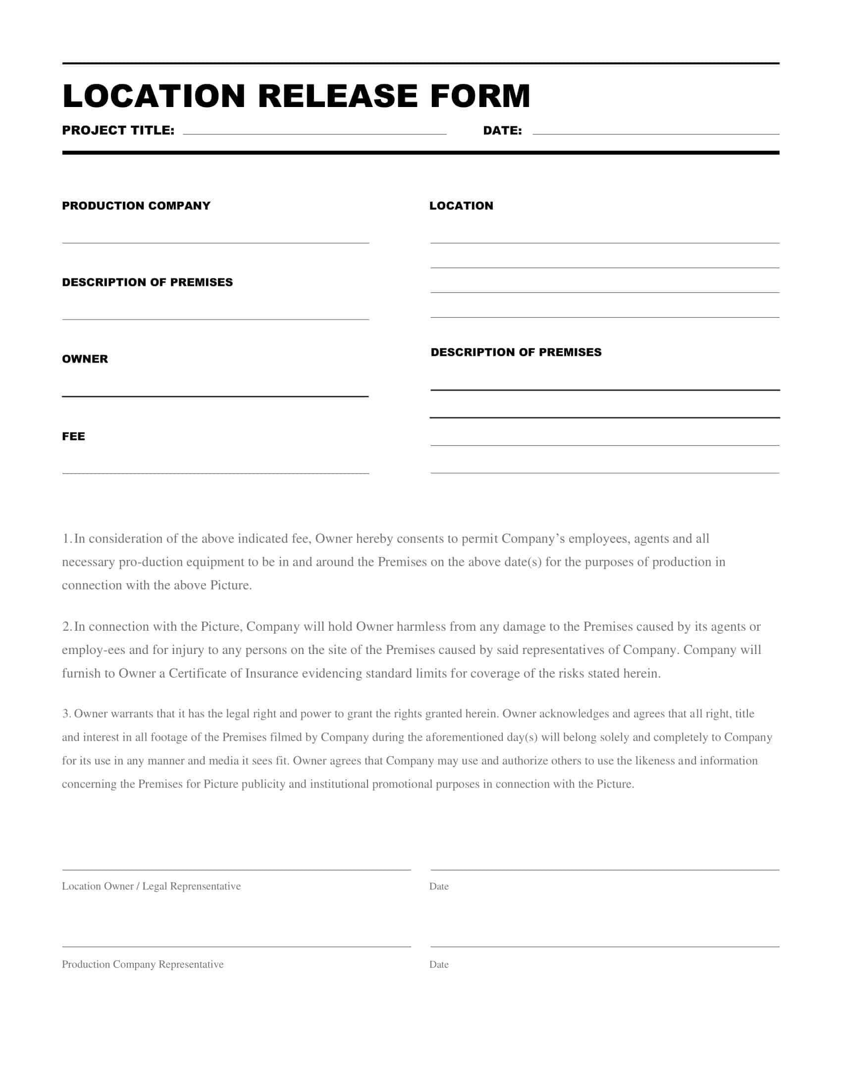 location release form video location release form video