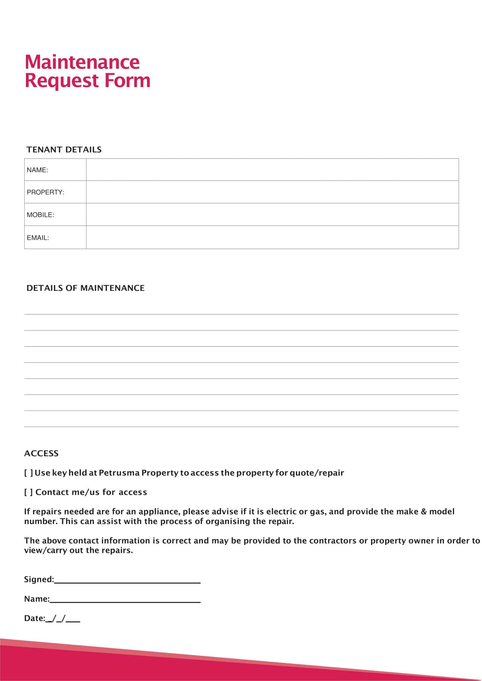 Free Printable Maintenance Request Form Templates Word Excel PDF Free Printable Maintenance Request Form Templates Word Excel PDF