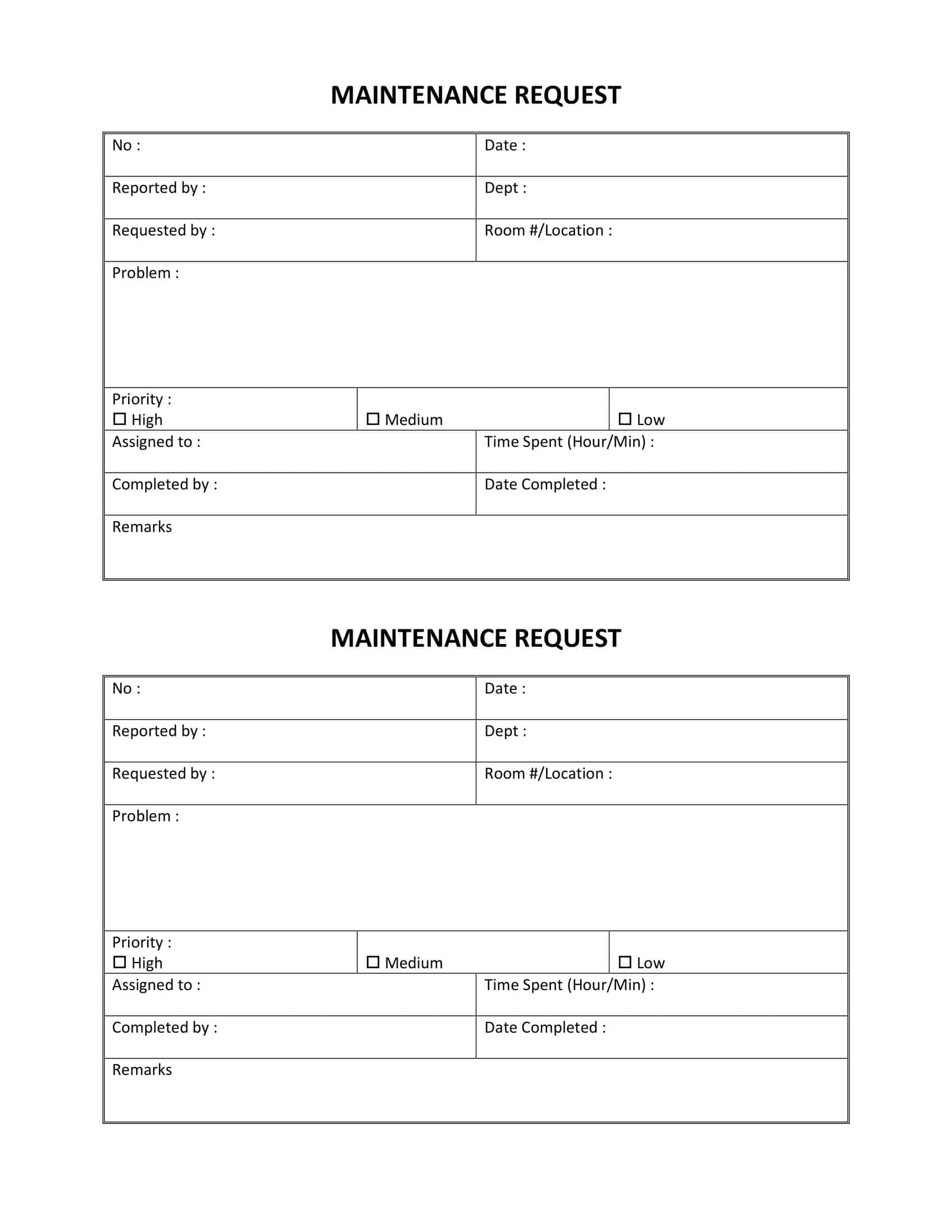 maintenance request form word maintenance request form word