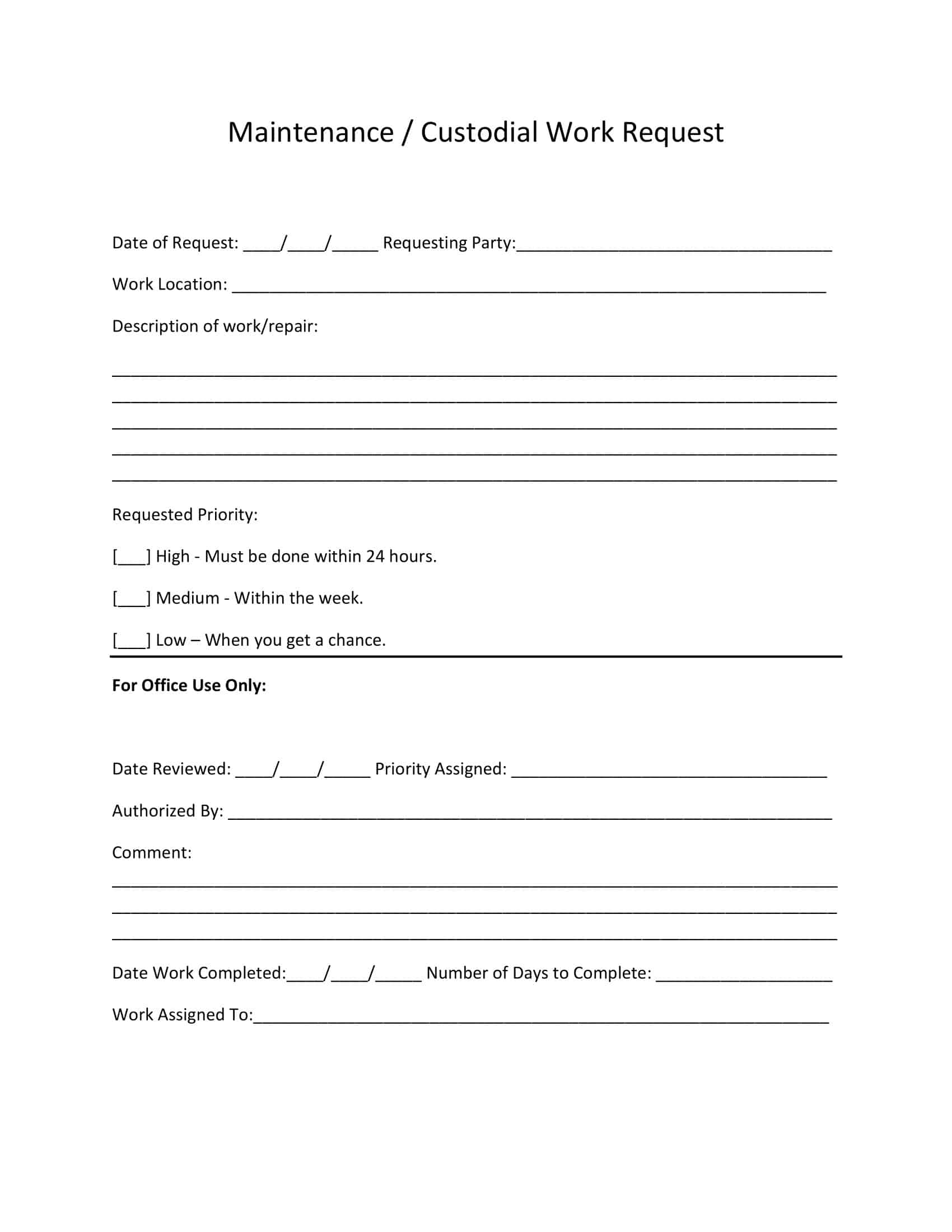 maintenance request forms maintenance request forms