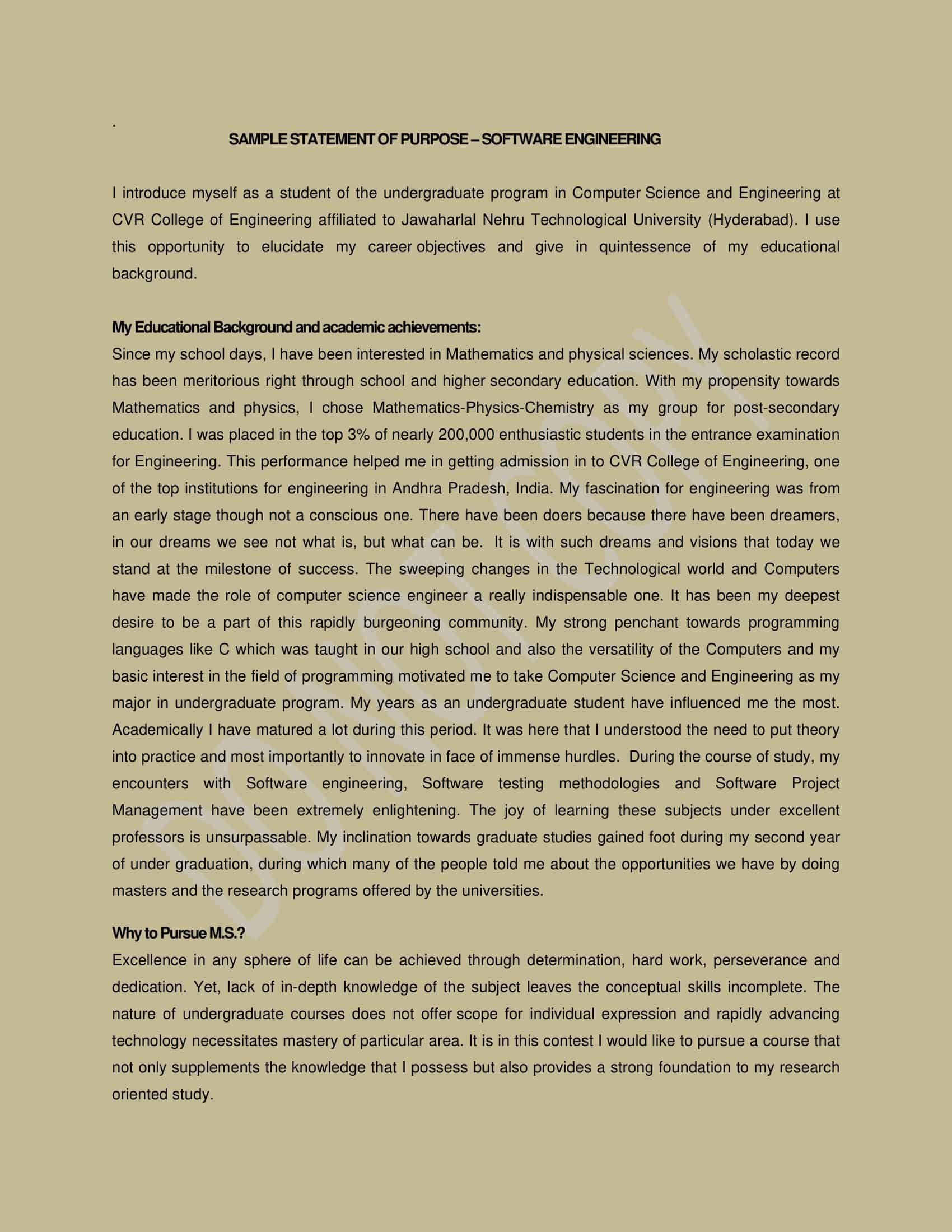 Free Printable Statement Of Purpose Templates [Graduate School & Masters]