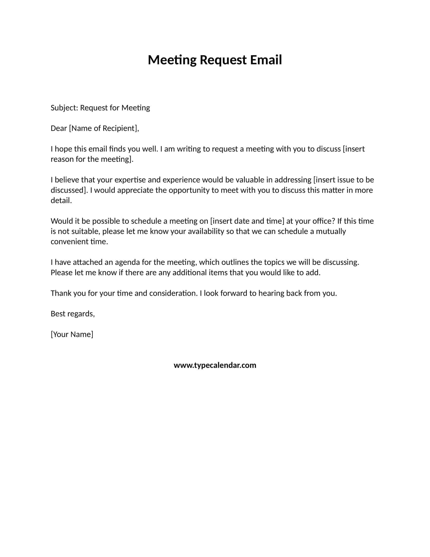 Free Printable Meeting Request Email Sample [PDF] Manager, Client ...