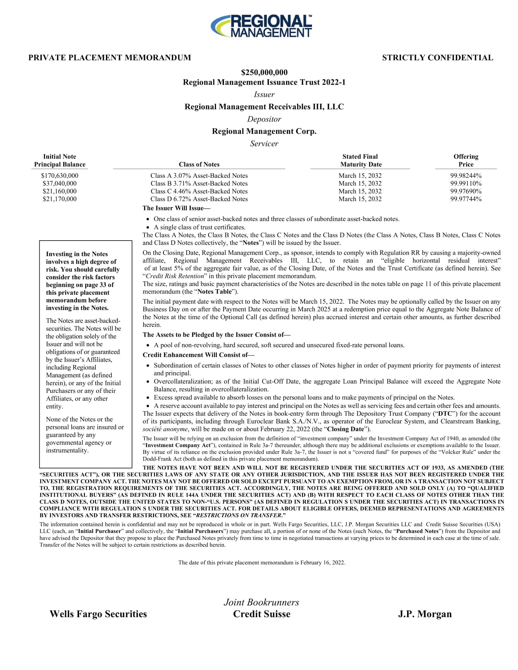 memorandum of private placement memorandum of private placement