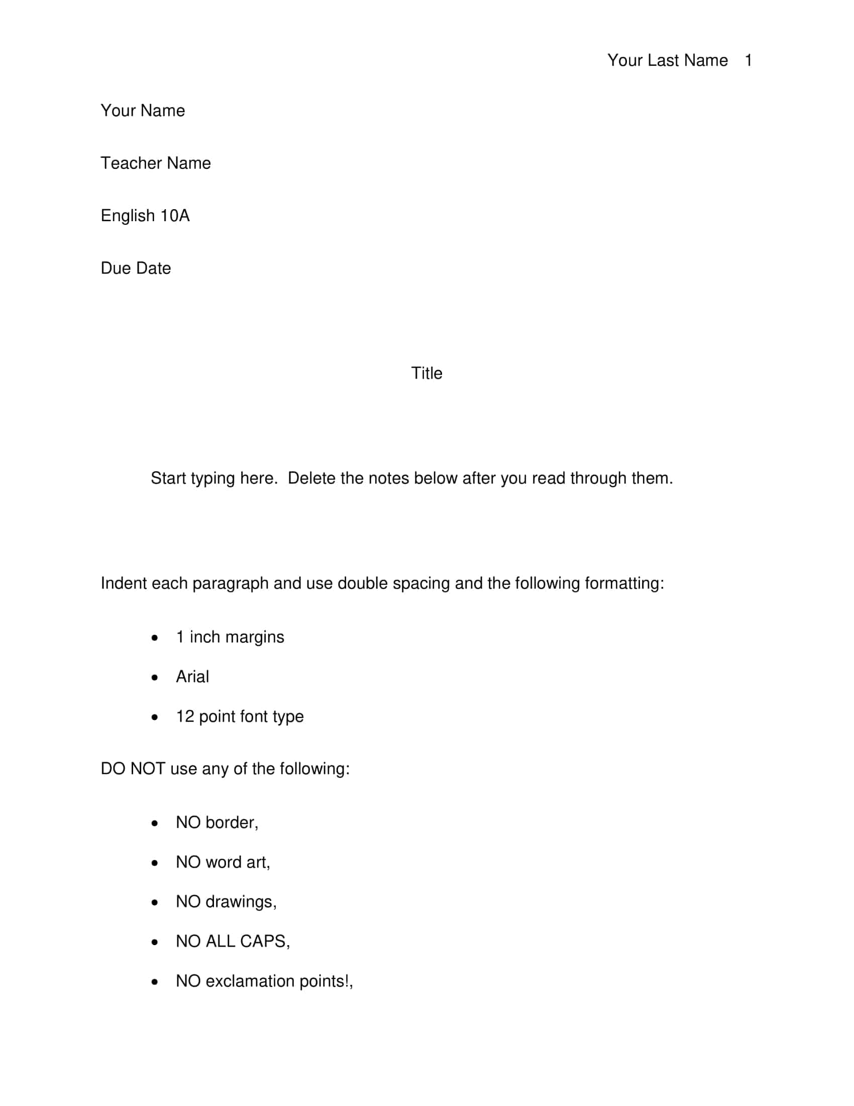 Free Printable MLA Format Templates [Word, PDF] Blank Example