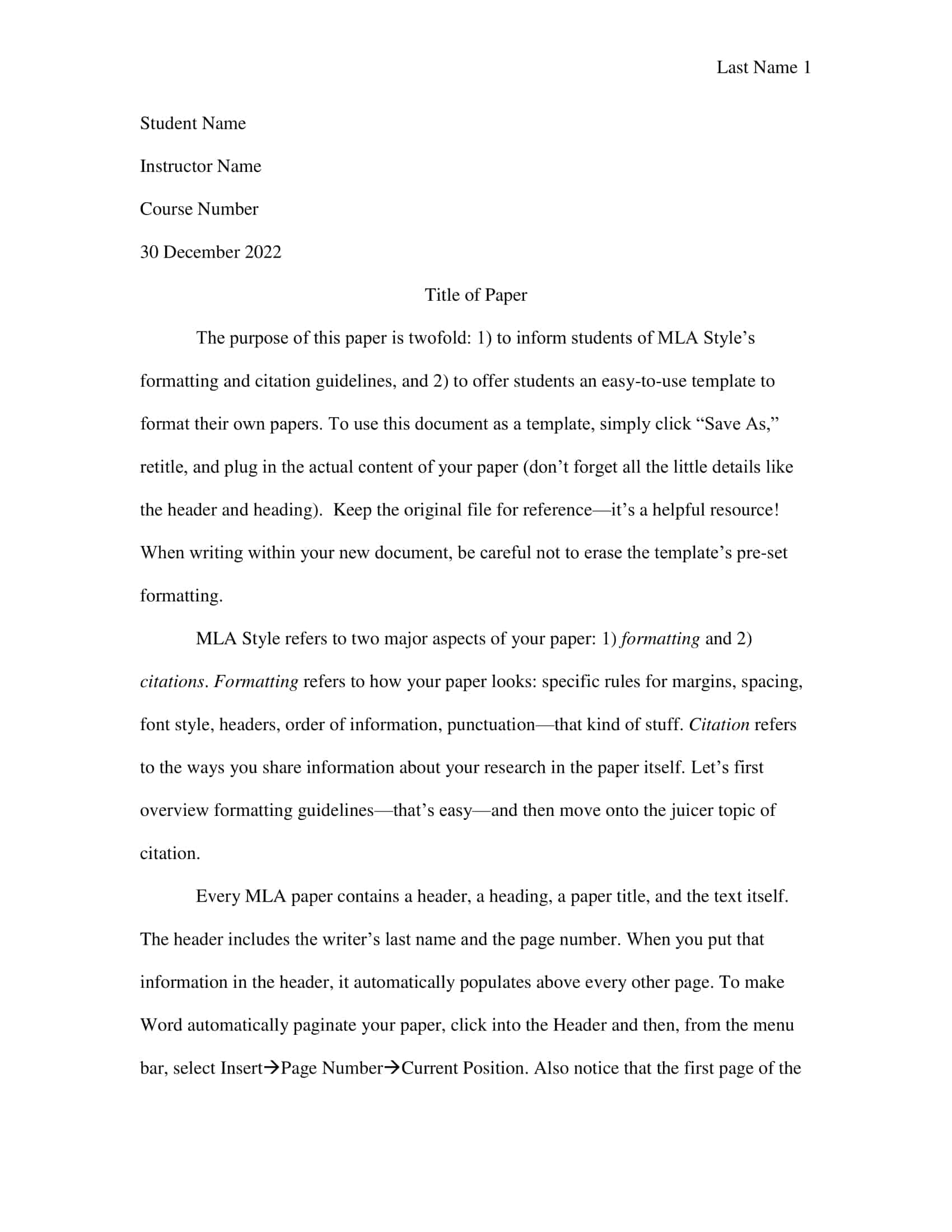 Free Printable MLA Format Templates [Word, PDF] Blank Example