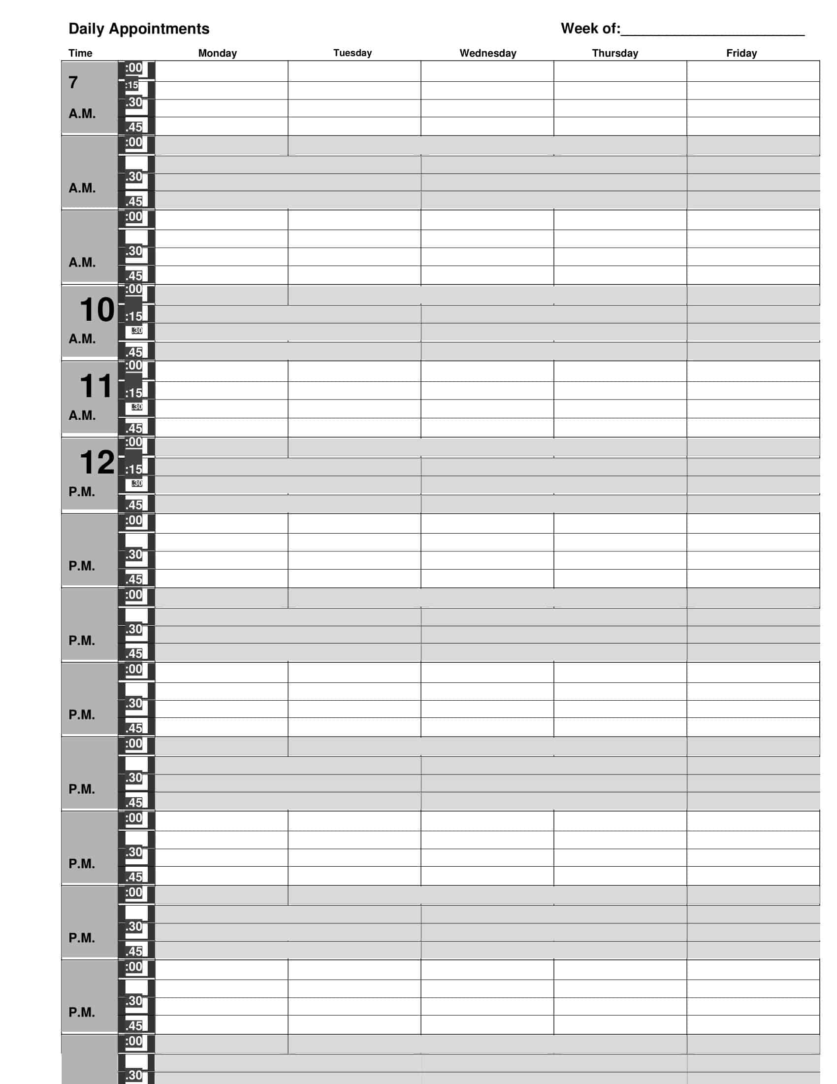 Free Printable Appointment Schedule Templates Organize Your Time Free Printable Appointment Schedule Templates Organize Your Time