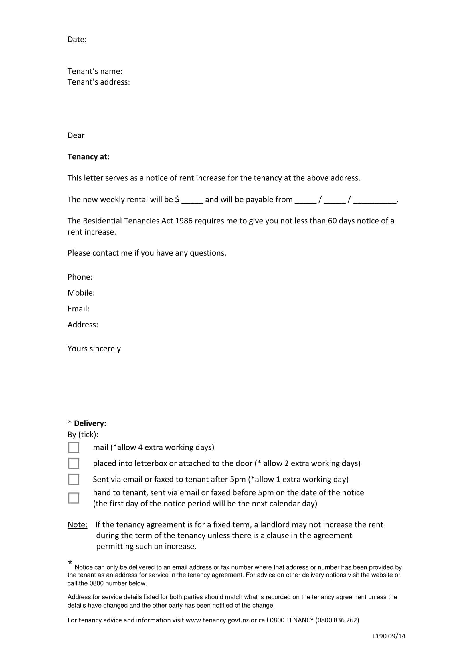 monthly rent rent increase letter to tenants monthly rent rent increase letter to tenants