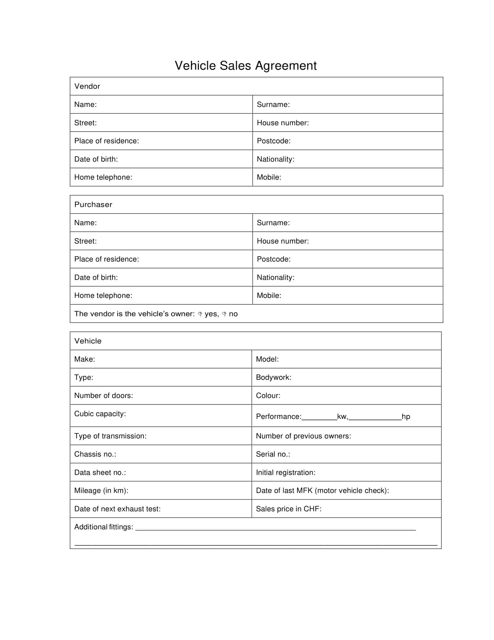 Free Printable Vehicle Purchase Agreement Templates PDF Word Free Printable Vehicle Purchase Agreement Templates PDF Word