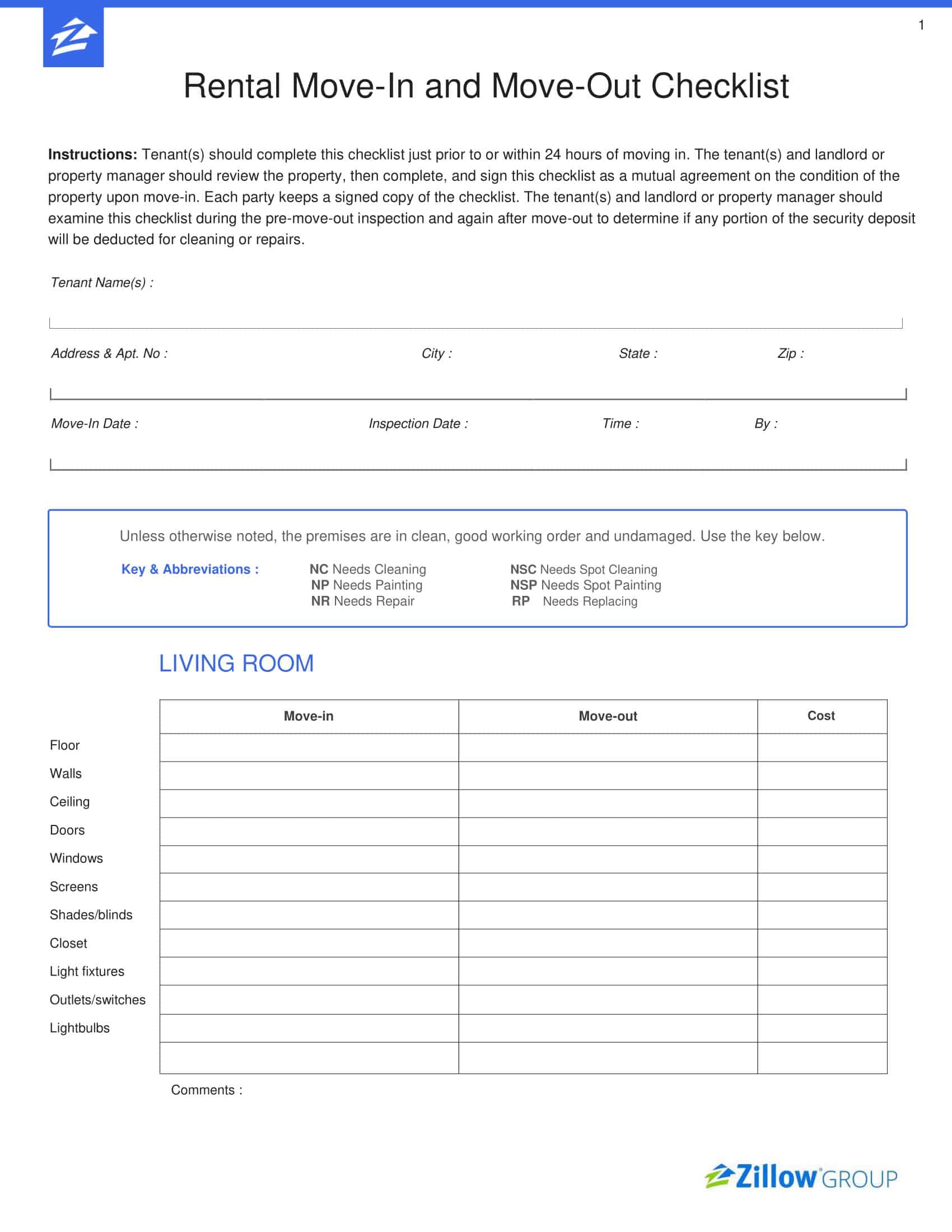 move in inspection checklist move-in inspection checklist