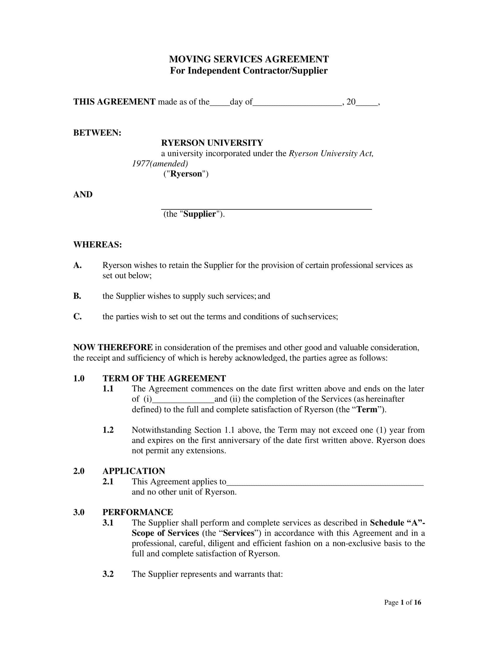 moving services contract template moving services contract template