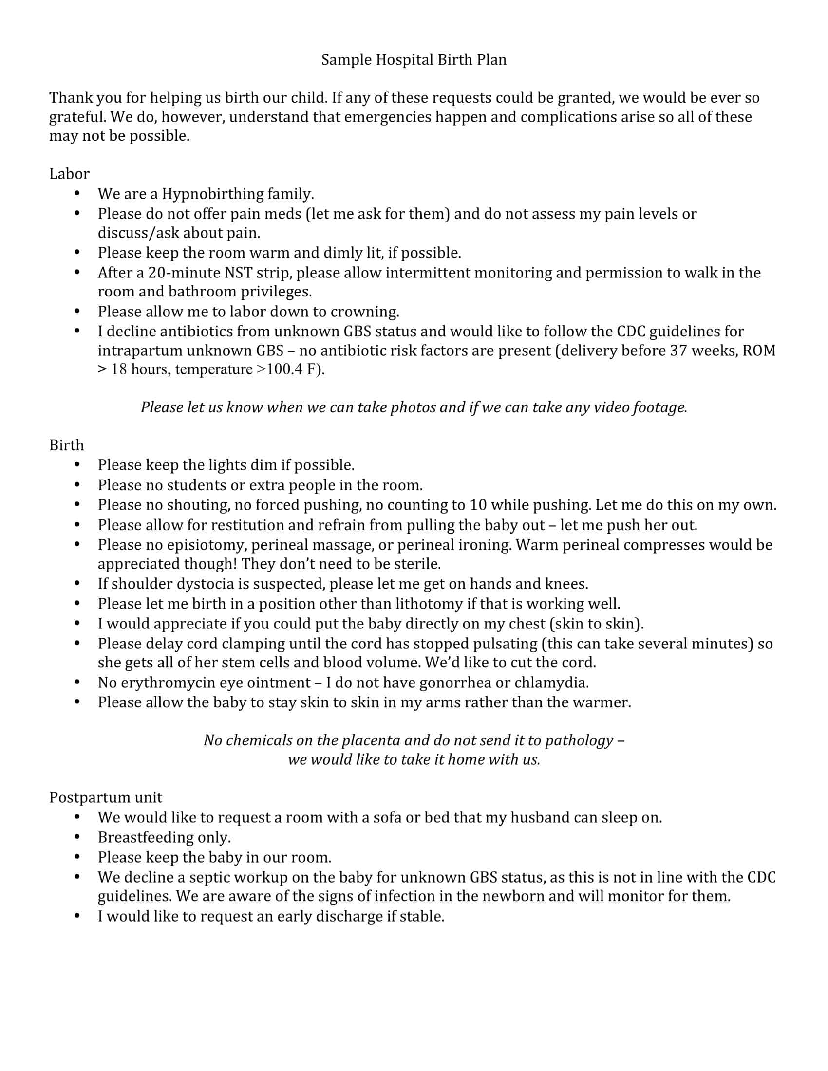 my birth plan my birth plan