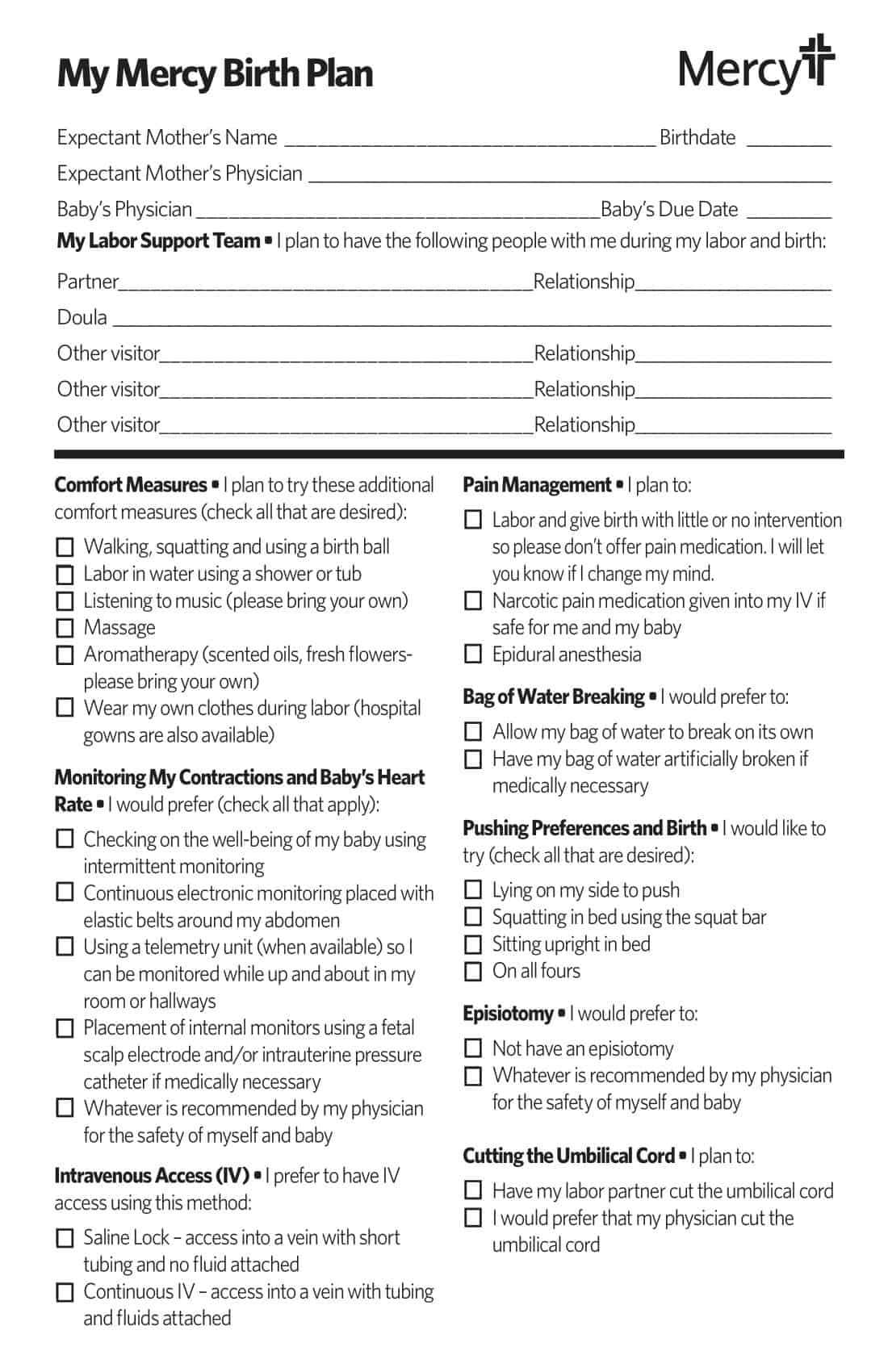 natural birth plan natural birth plan