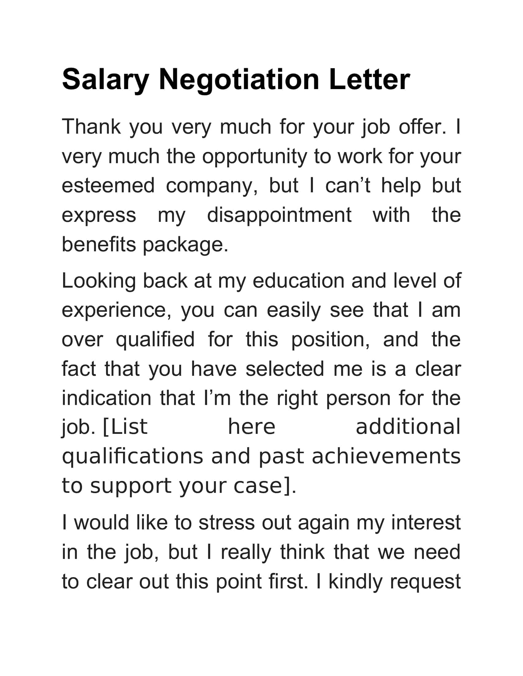 negotiate salary letter negotiate salary letter