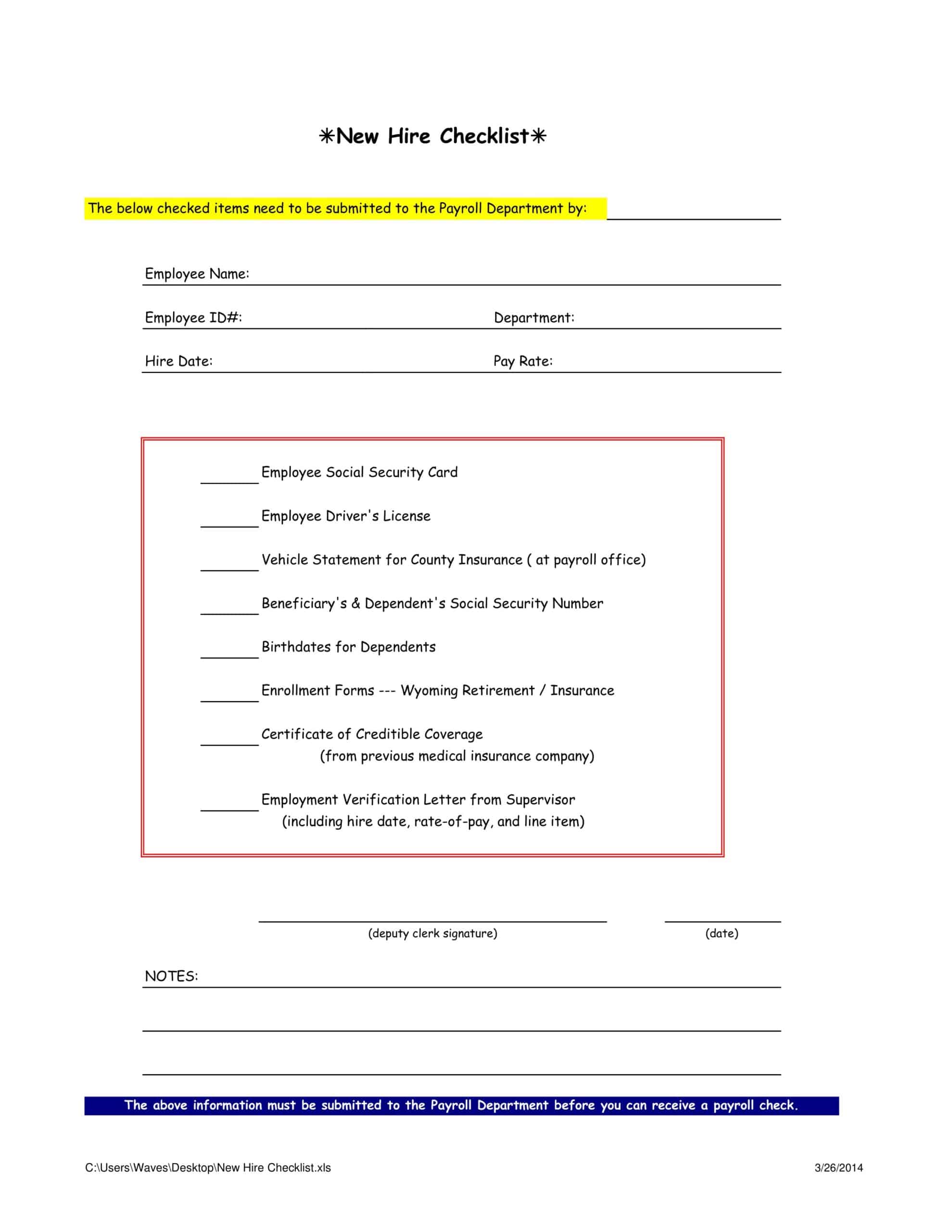 new hire orientation checklist template word new hire orientation checklist template word