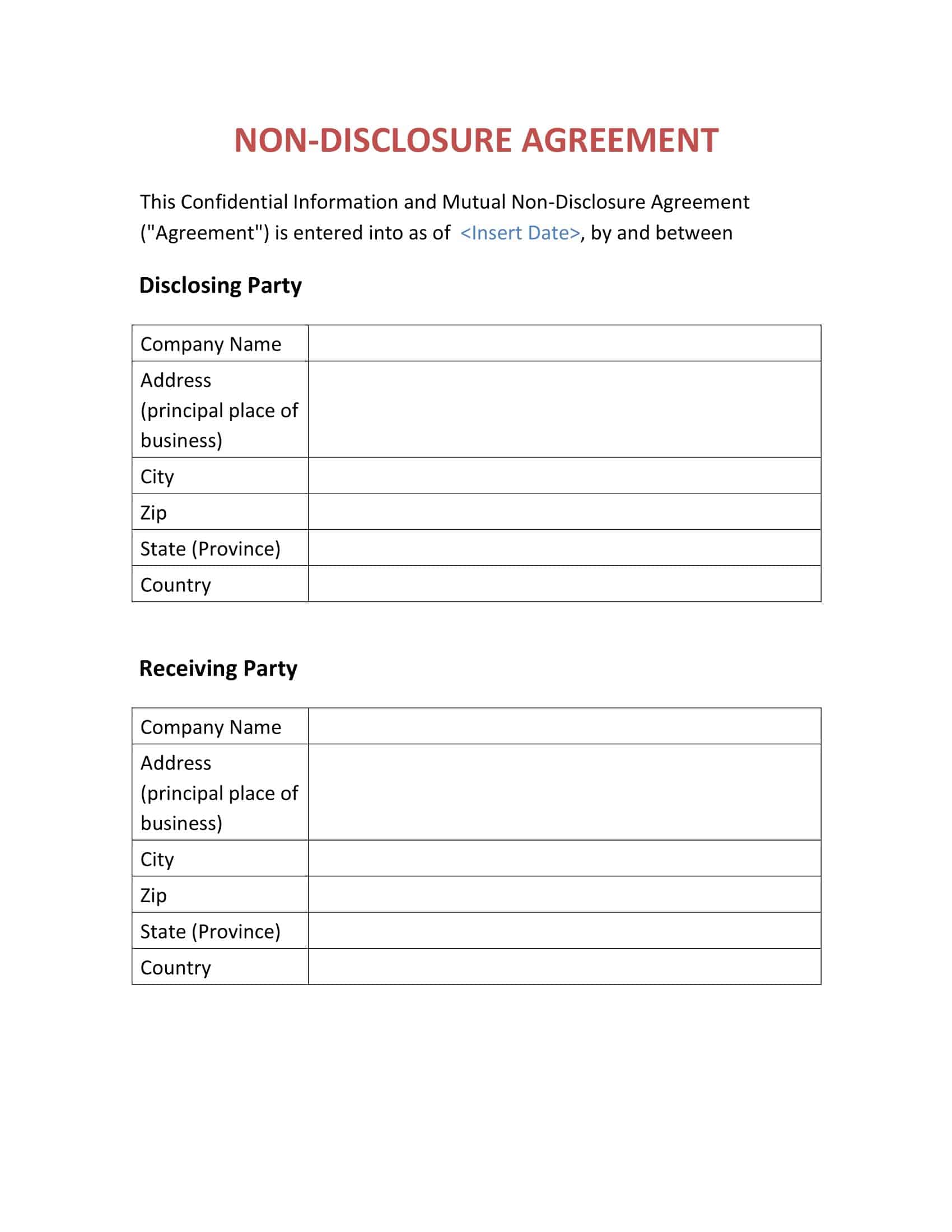 non disclosure agreement sample pdf non disclosure agreement sample pdf