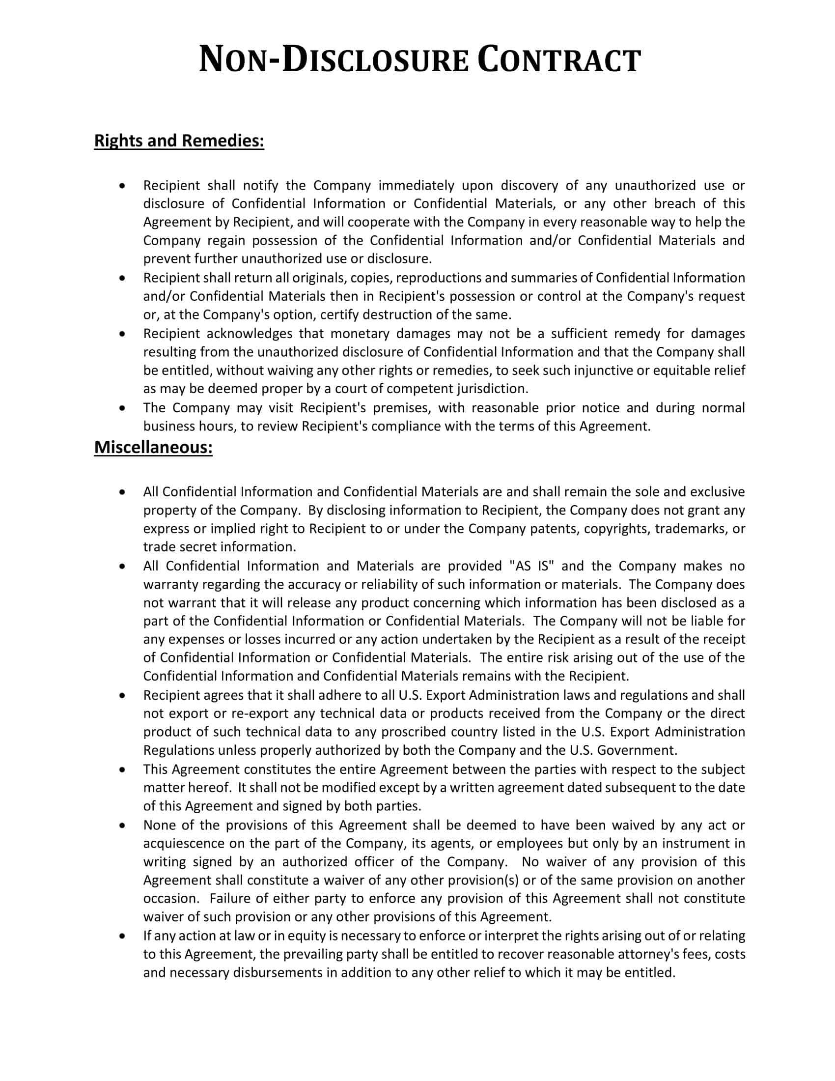 non disclosure agreements template non disclosure agreements template