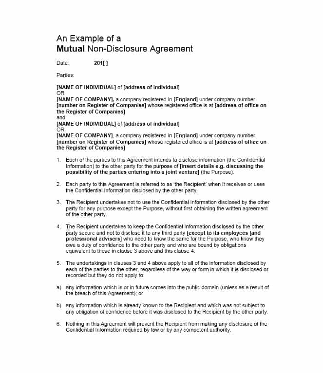 non-disclosure agreements non-disclosure agreements