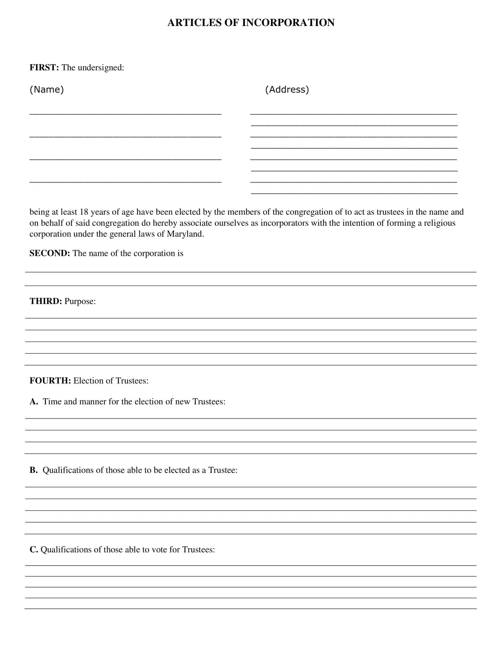 nonprofit articles of incorporation nonprofit articles of incorporation