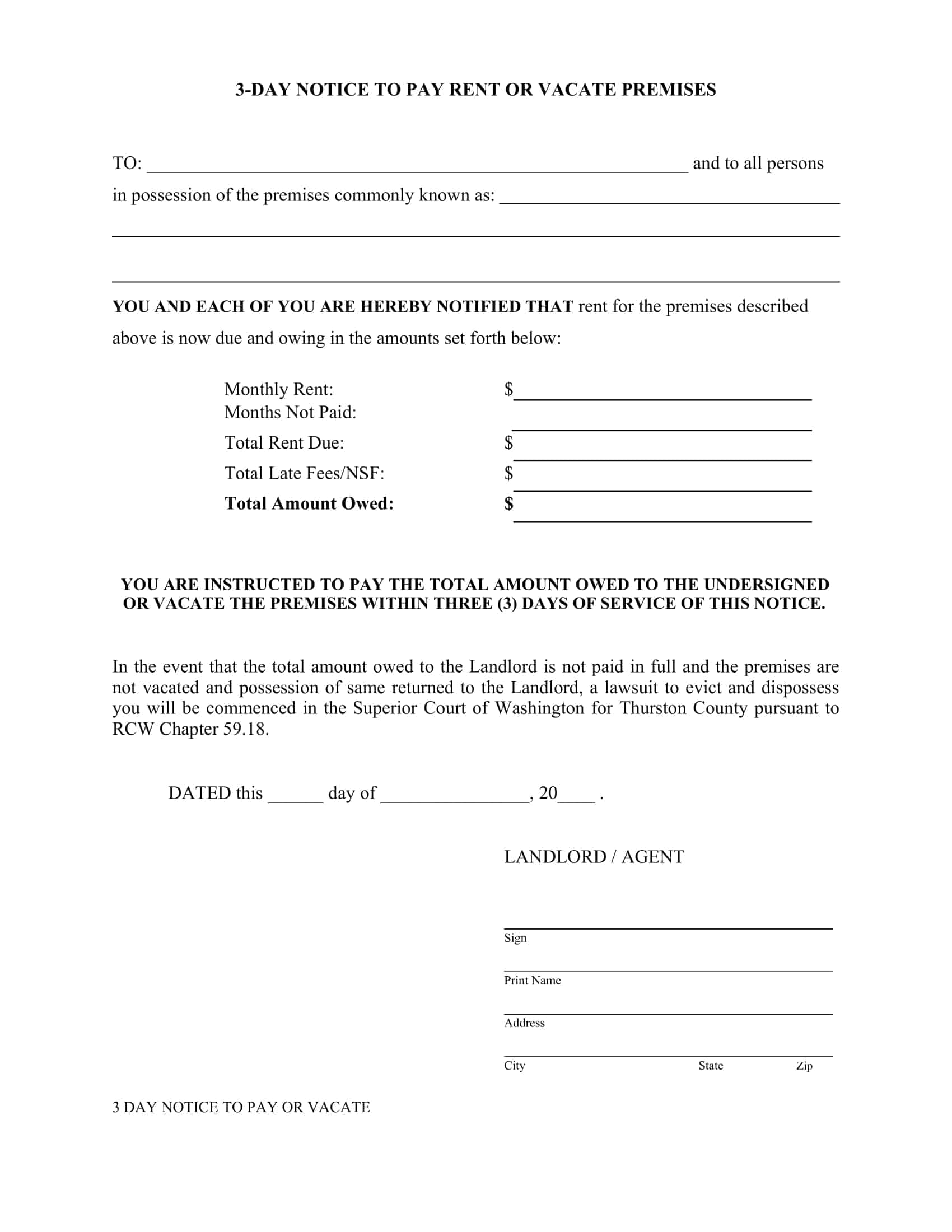 notice of intent to vacate letter notice of intent to vacate letter