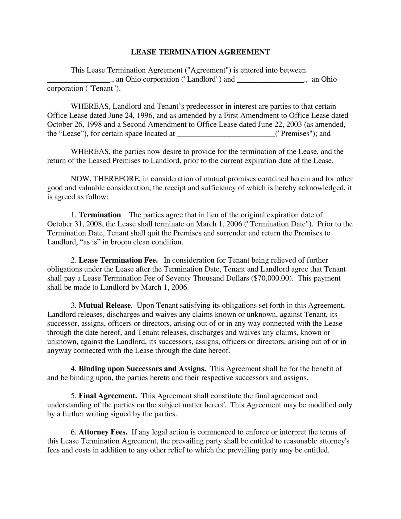 notice of termination of lease notice of termination of lease