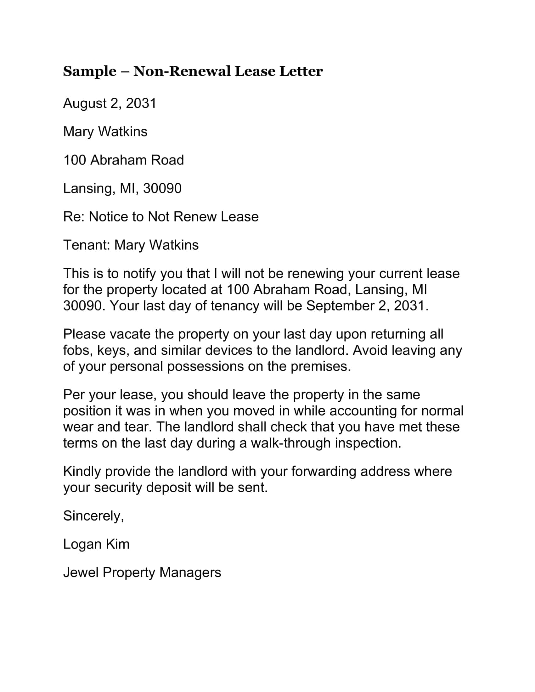 Free Printable Not Renewing Lease Letter Templates PDF Word Tenant Free Printable Not Renewing Lease Letter Templates PDF Word Tenant