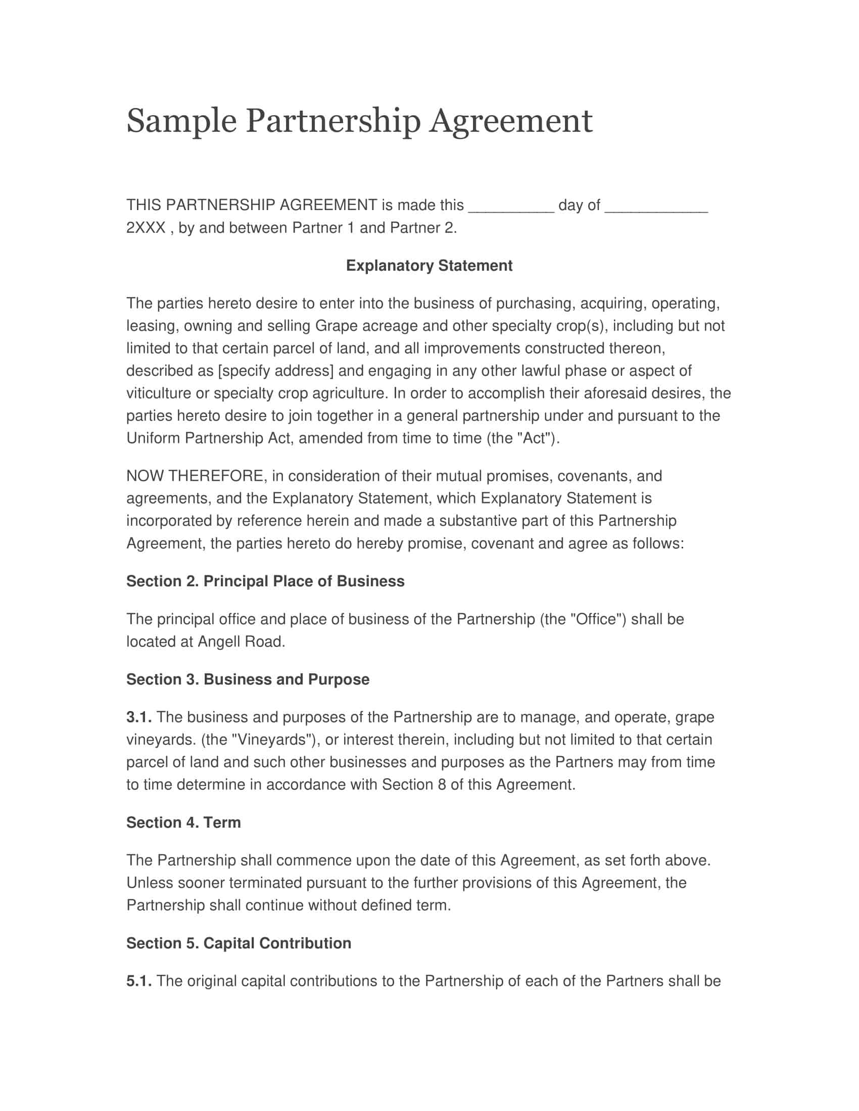 partnership agreement template word partnership agreement template word