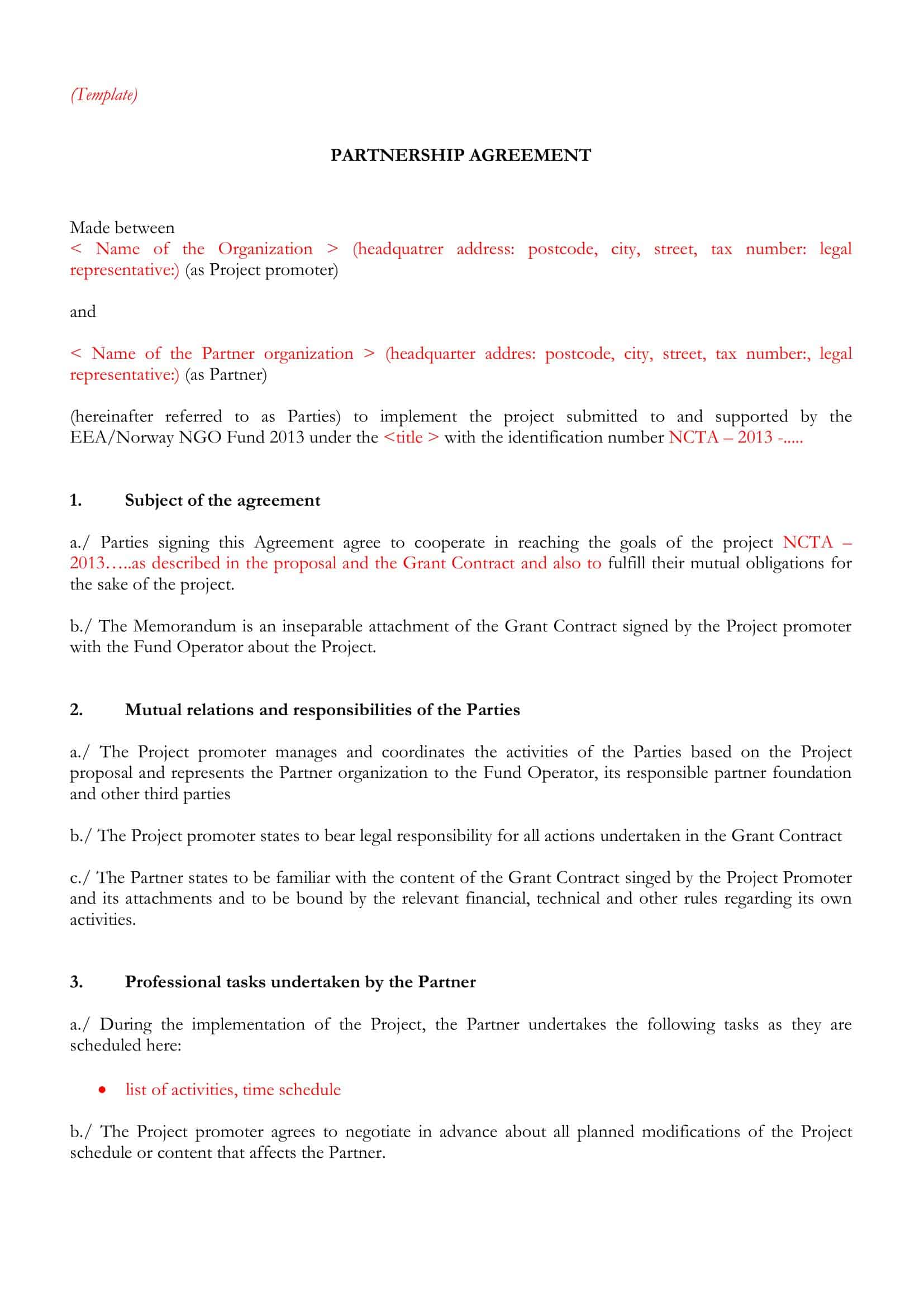 partnership agreements templates partnership agreements templates