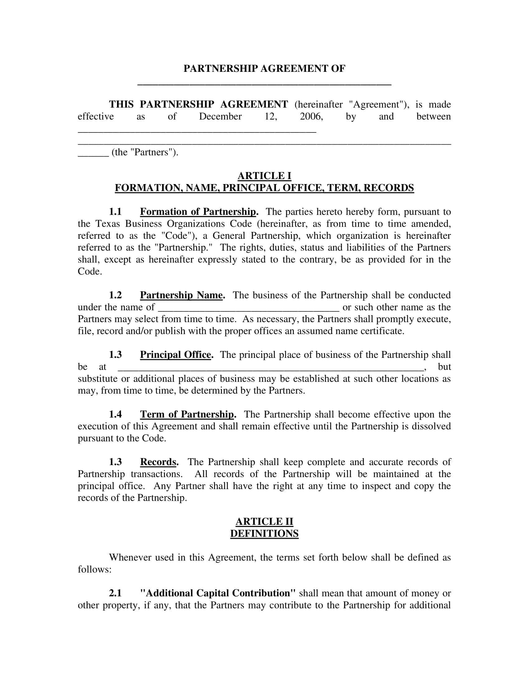 partnership operating agreement partnership operating agreement