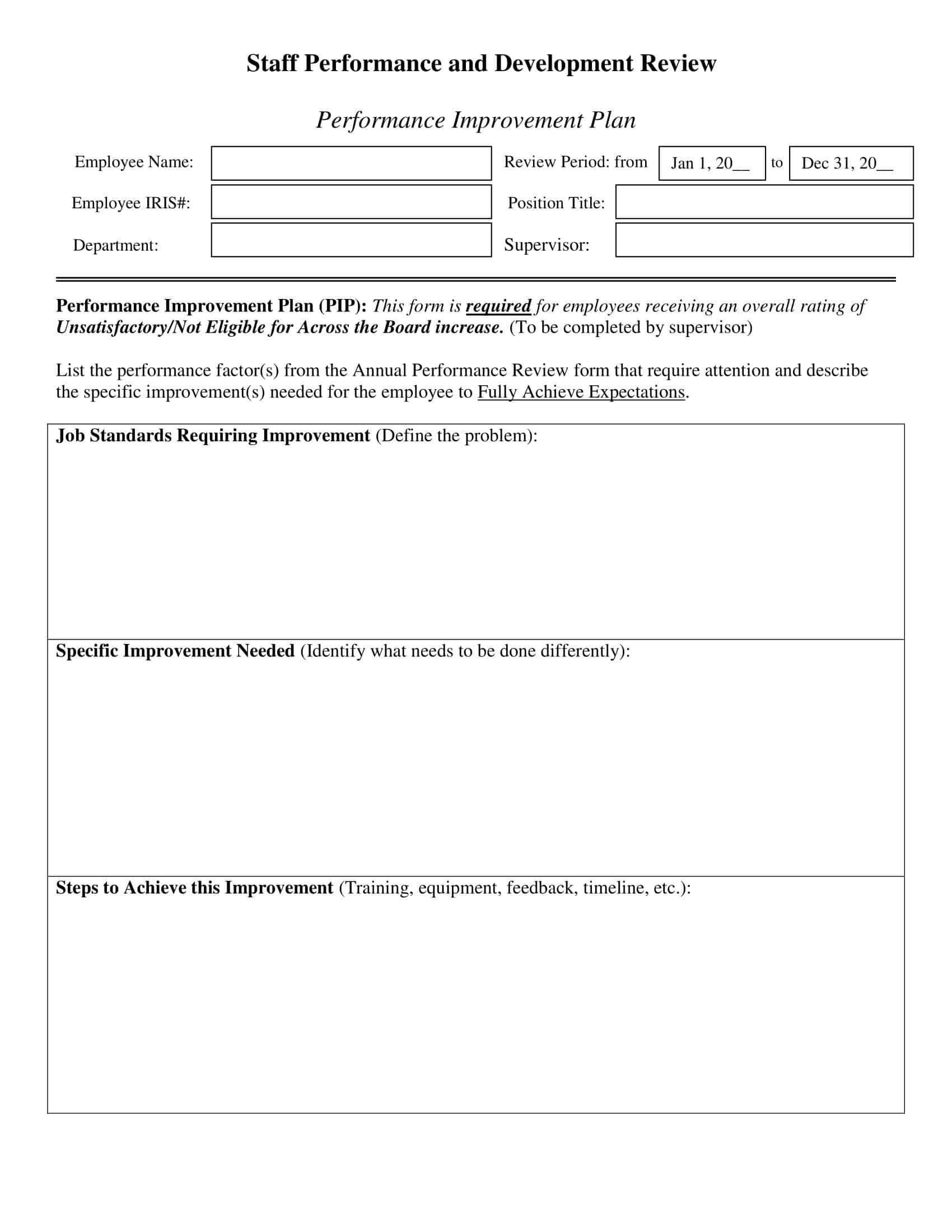 performance improvement plans examples performance improvement plans examples