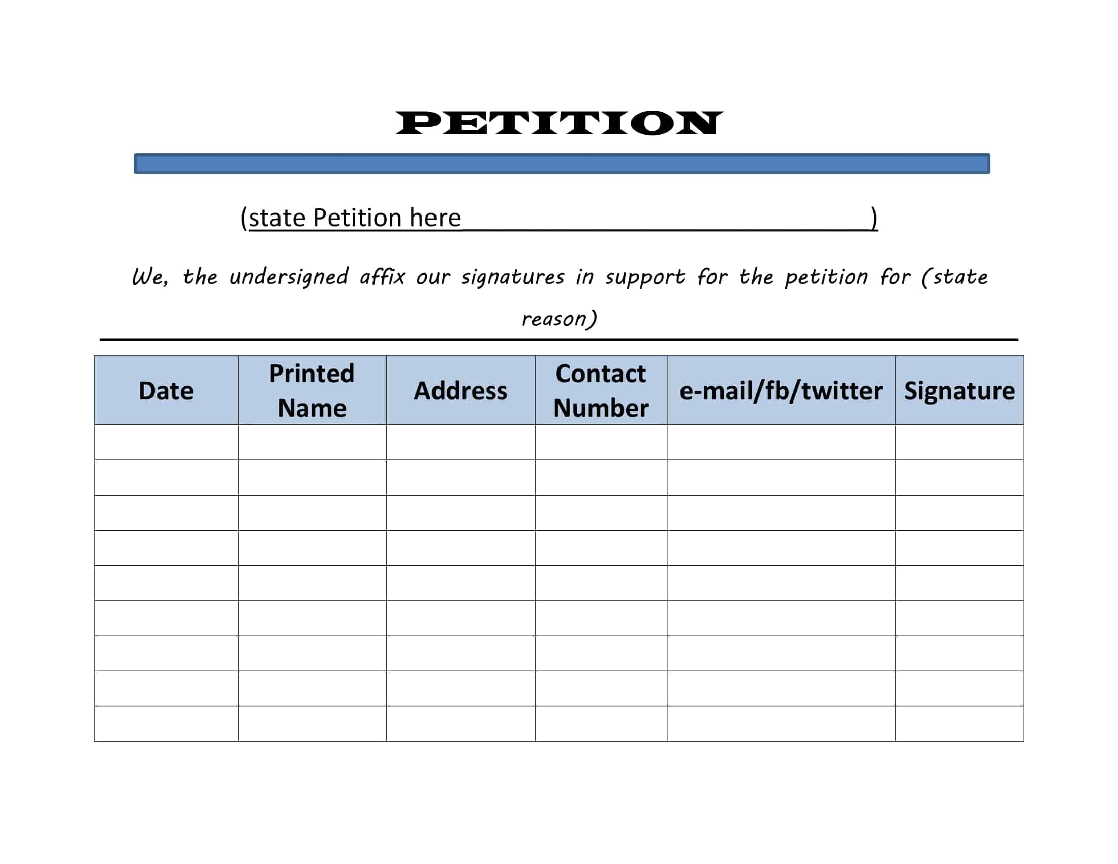 Free Printable Petition Templates Word PDF Google Docs Forms Free Printable Petition Templates Word PDF Google Docs Forms