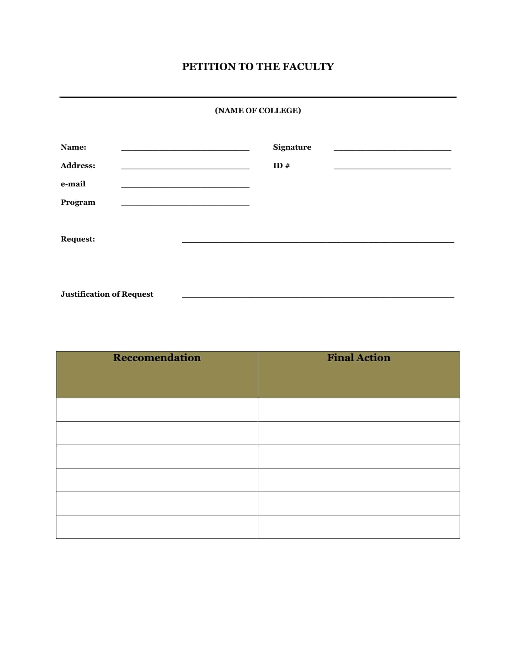 petition templates petition templates