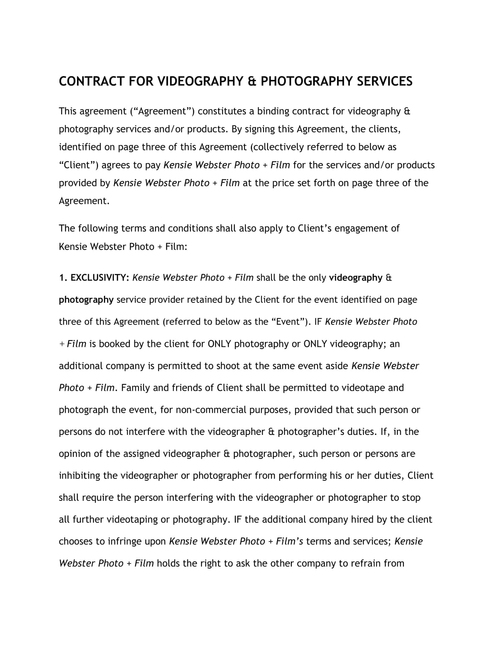 photography and videography contract pdf photography and videography contract pdf