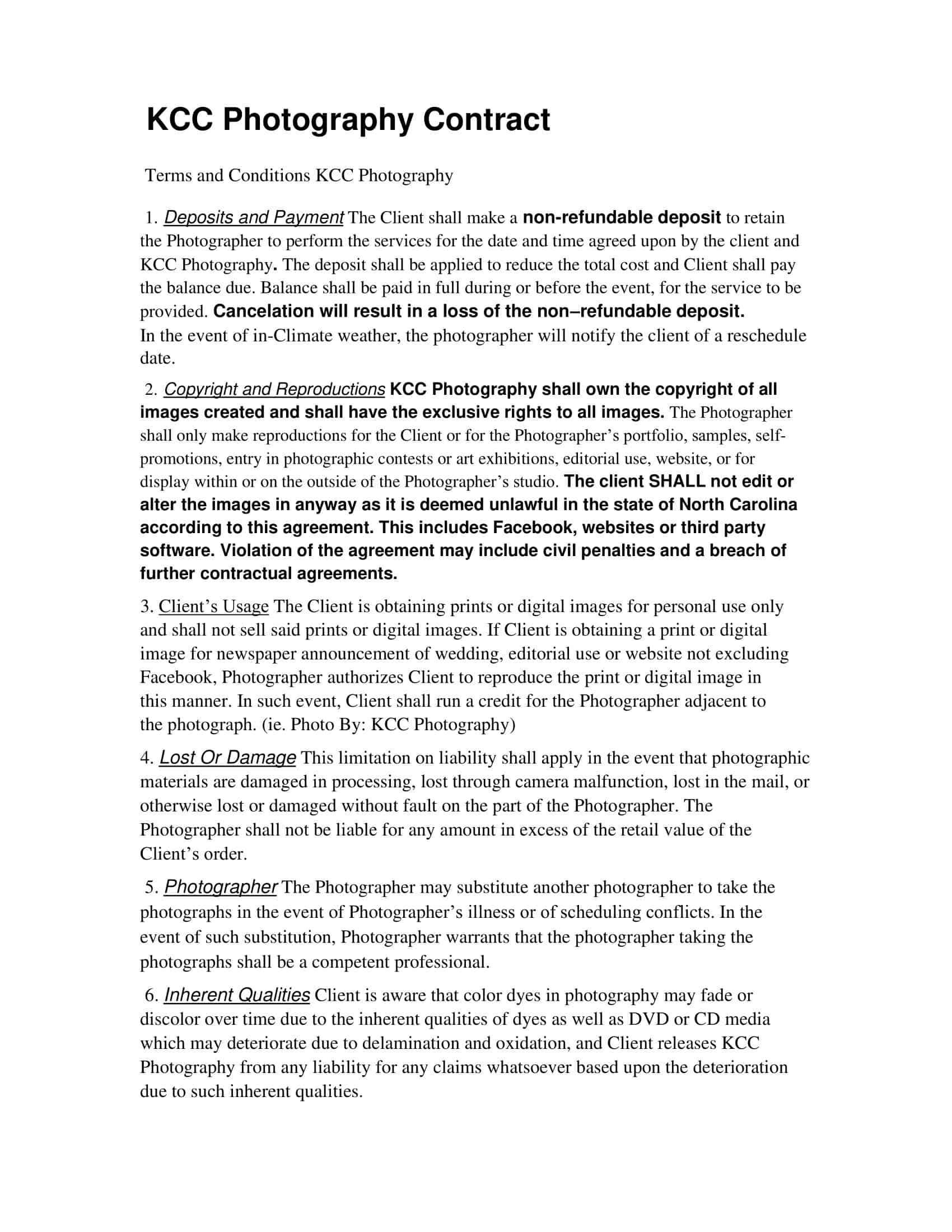 portrait photography contract template portrait photography contract template