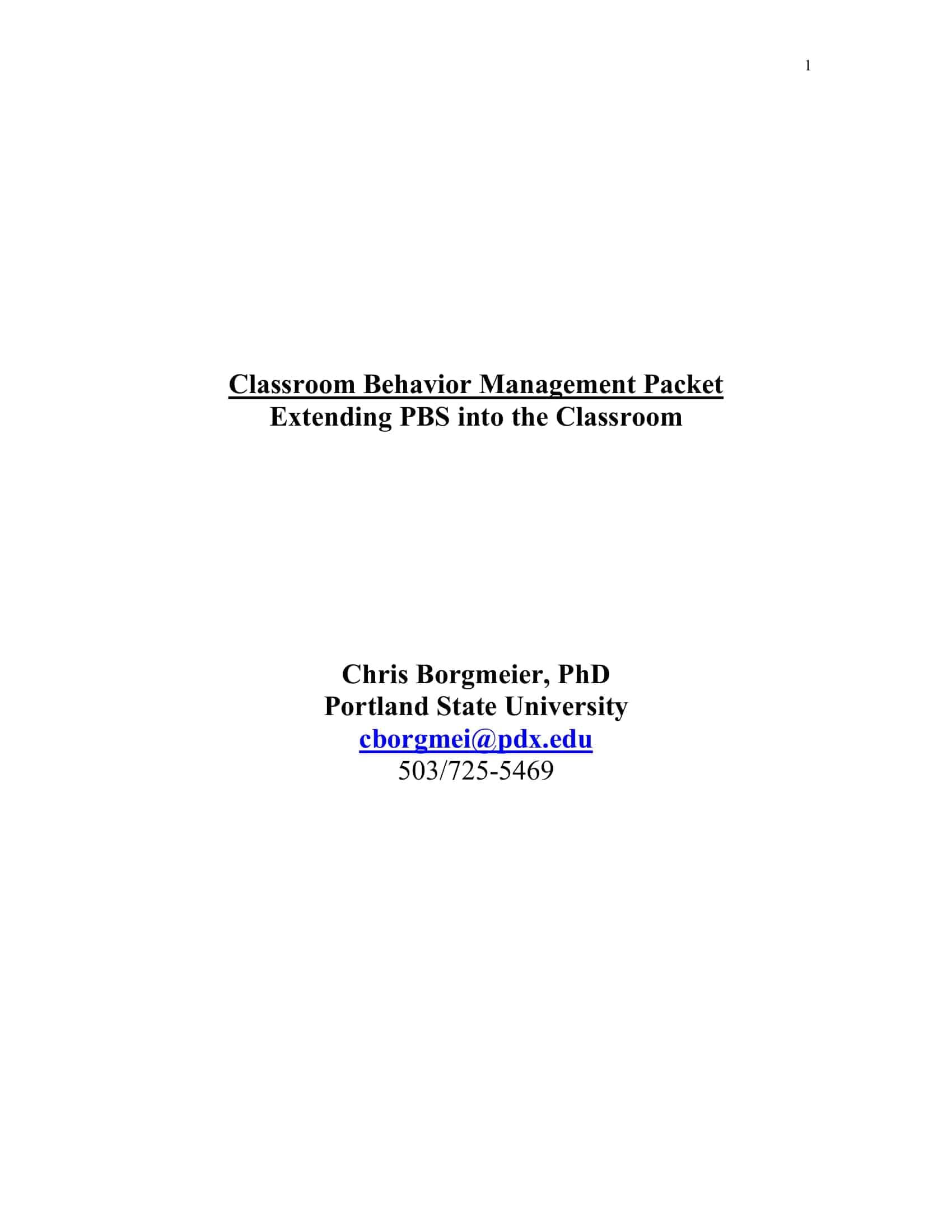 Free Printable Classroom Management Plan Templates PDF Free Printable Classroom Management Plan Templates PDF
