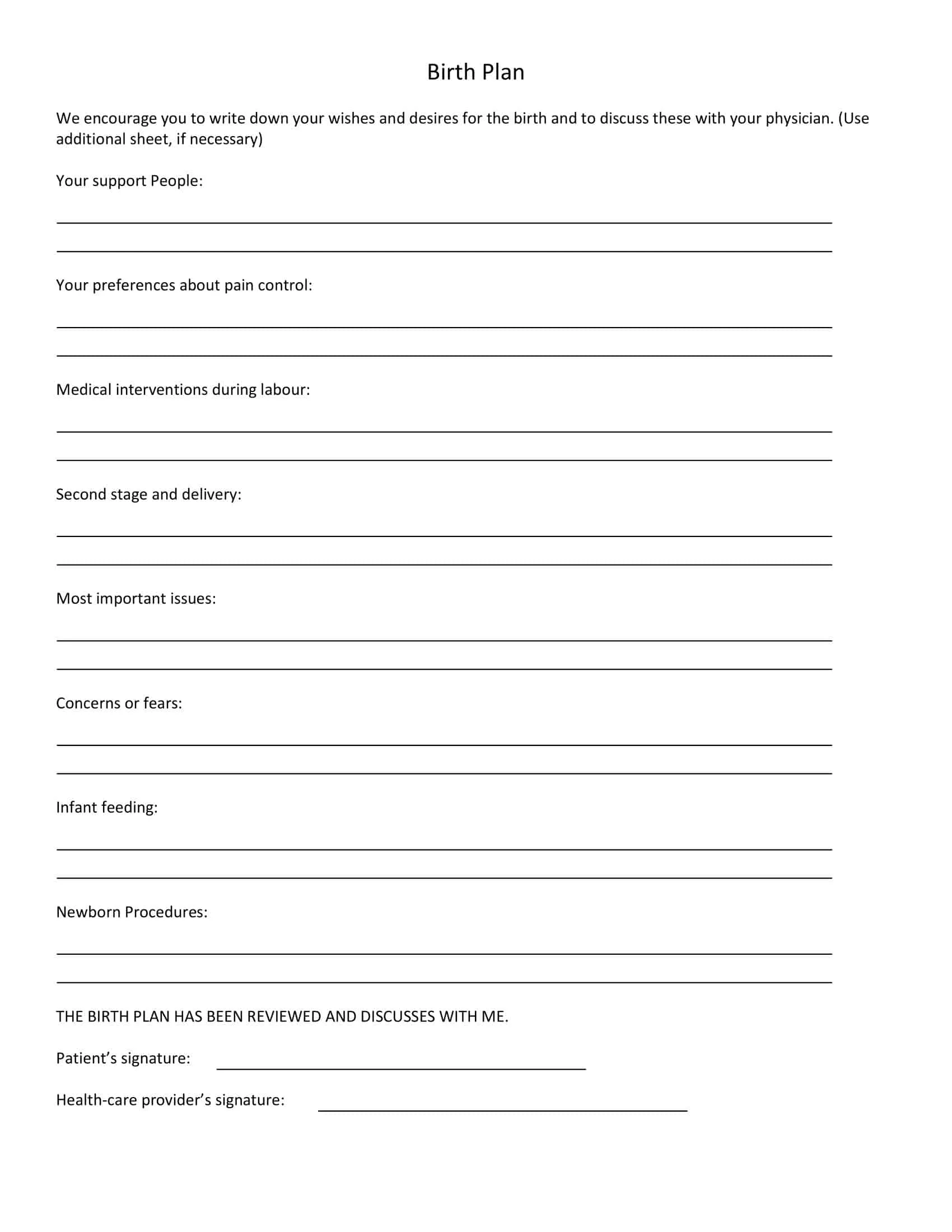 printable birth plan printable birth plan